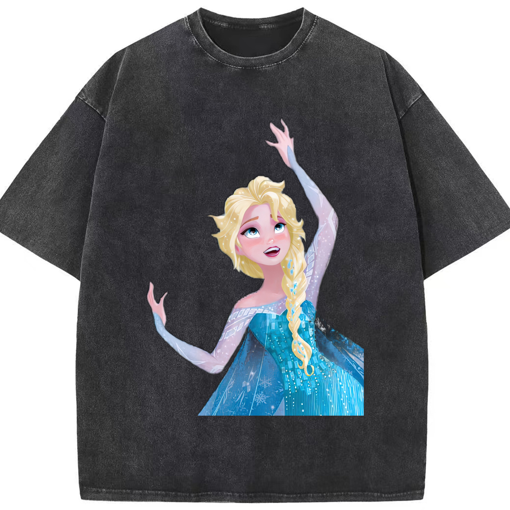 （画像用） アナと雪の女王 アンナ エルサ Frozen Anna Elsa 綿100% ヴィンテージ風 半袖Tシャツ（フロントプリント）