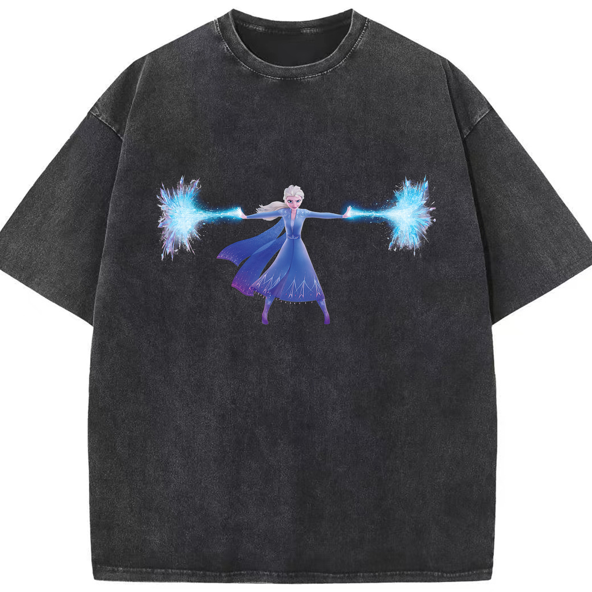 （画像用） アナと雪の女王 アンナ エルサ Frozen Anna Elsa 綿100% ヴィンテージ風 半袖Tシャツ（フロントプリント）