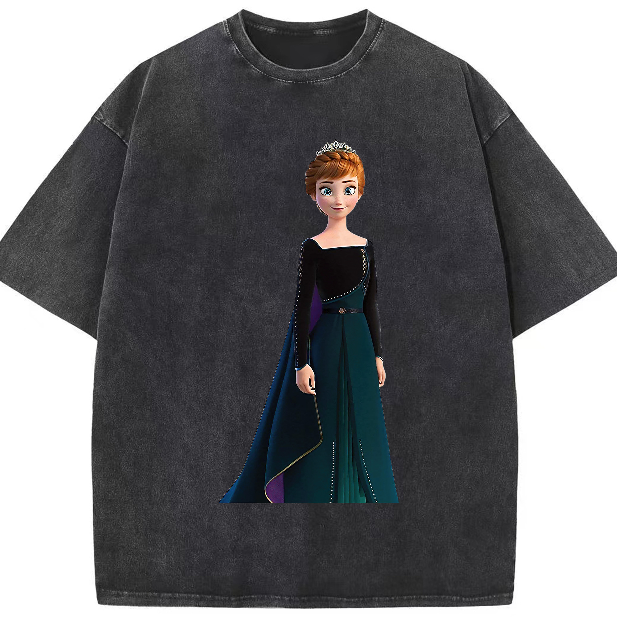 （画像用） アナと雪の女王 アンナ エルサ Frozen Anna Elsa 綿100% ヴィンテージ風 半袖Tシャツ（フロントプリント）