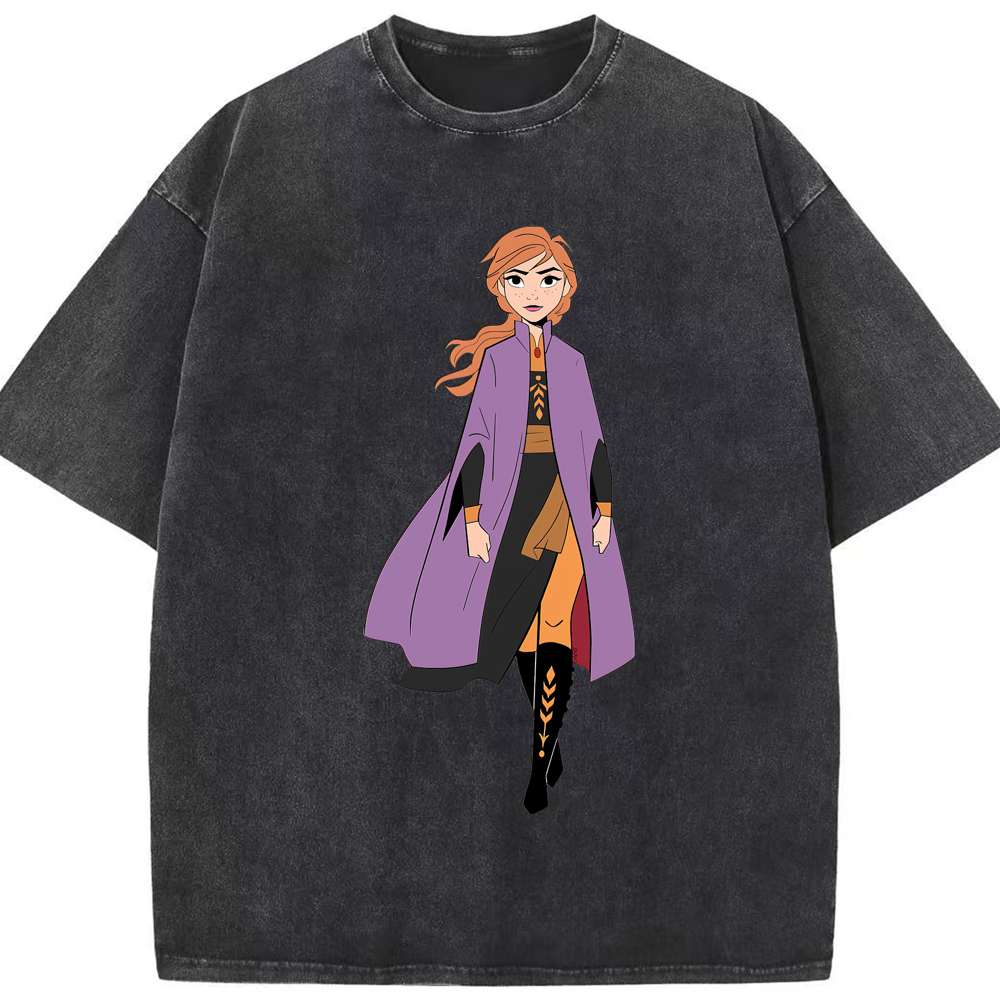 （画像用） アナと雪の女王 アンナ エルサ Frozen Anna Elsa 綿100% ヴィンテージ風 半袖Tシャツ（フロントプリント）
