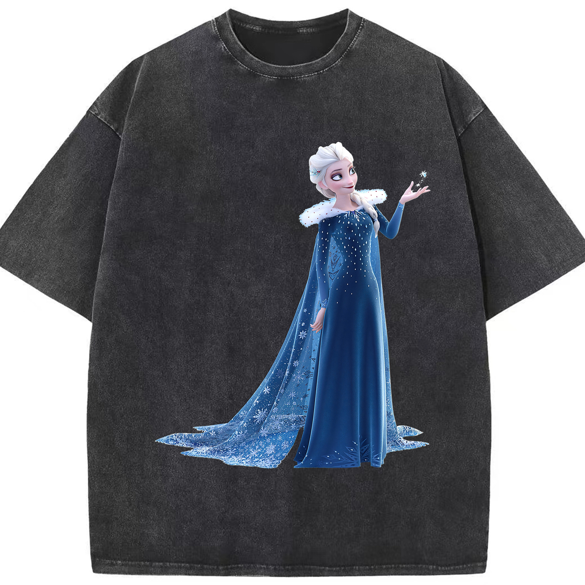 （画像用） アナと雪の女王 アンナ エルサ Frozen Anna Elsa 綿100% ヴィンテージ風 半袖Tシャツ（フロントプリント）