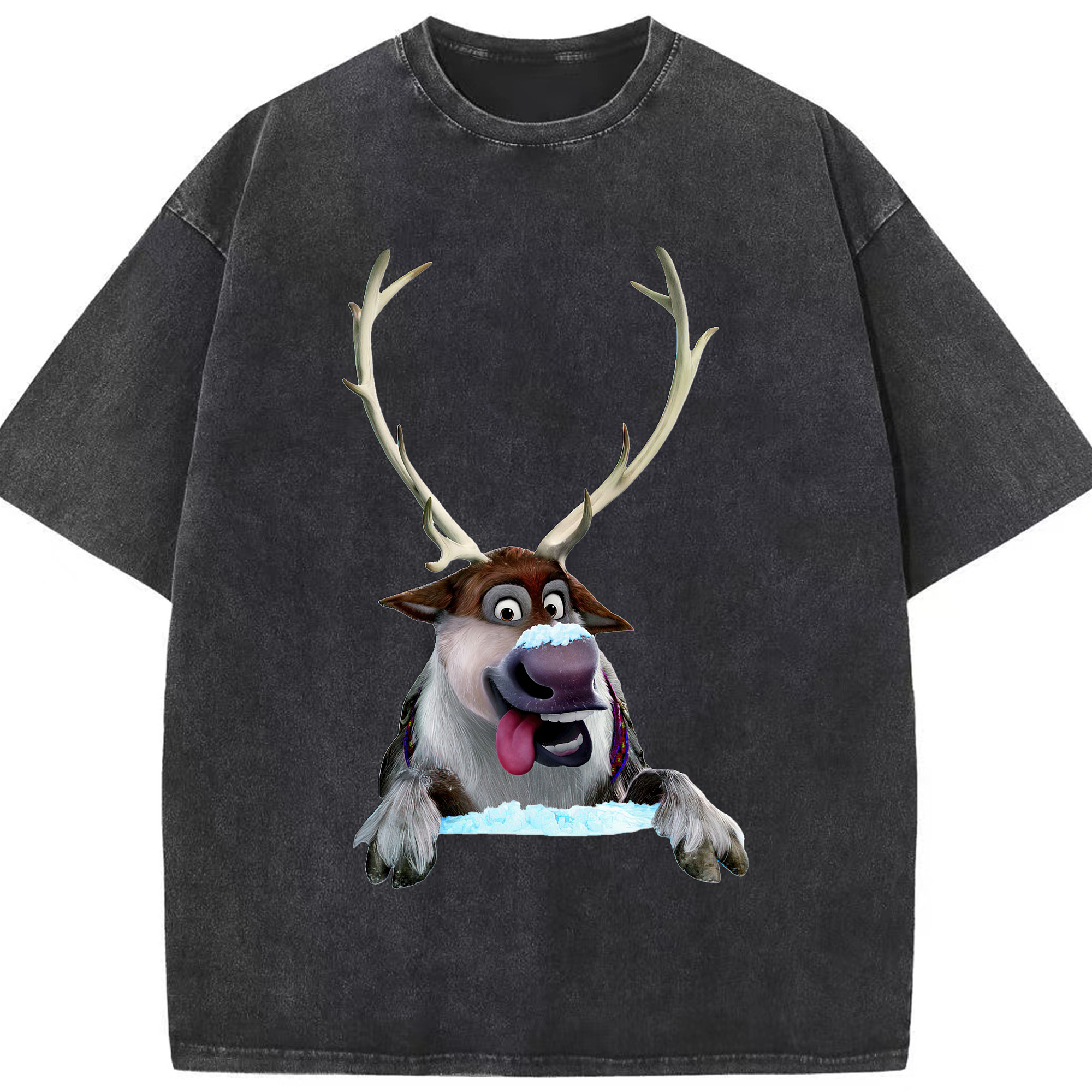 （画像用） アナと雪の女王 アンナ エルサ Frozen Anna Elsa 綿100% ヴィンテージ風 半袖Tシャツ（フロントプリント）