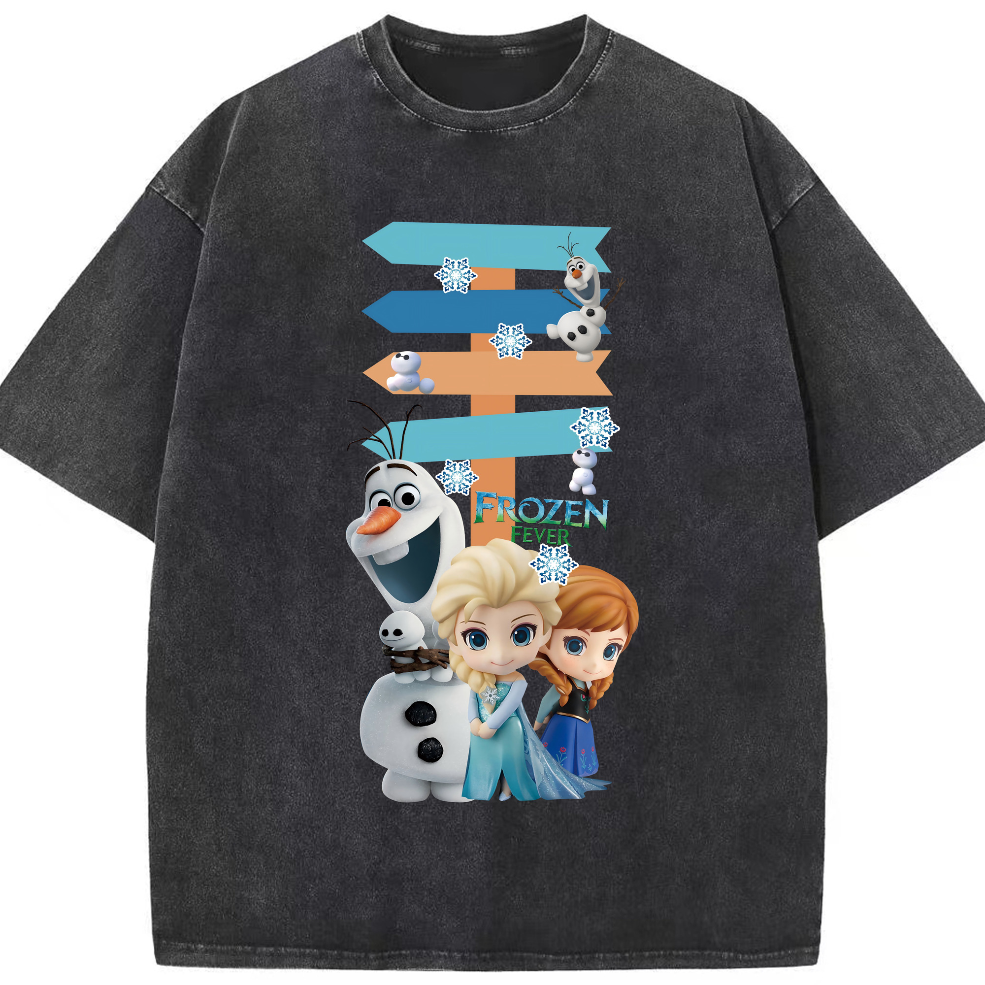 （画像用） アナと雪の女王 アンナ エルサ Frozen Anna Elsa 綿100% ヴィンテージ風 半袖Tシャツ（フロントプリント）