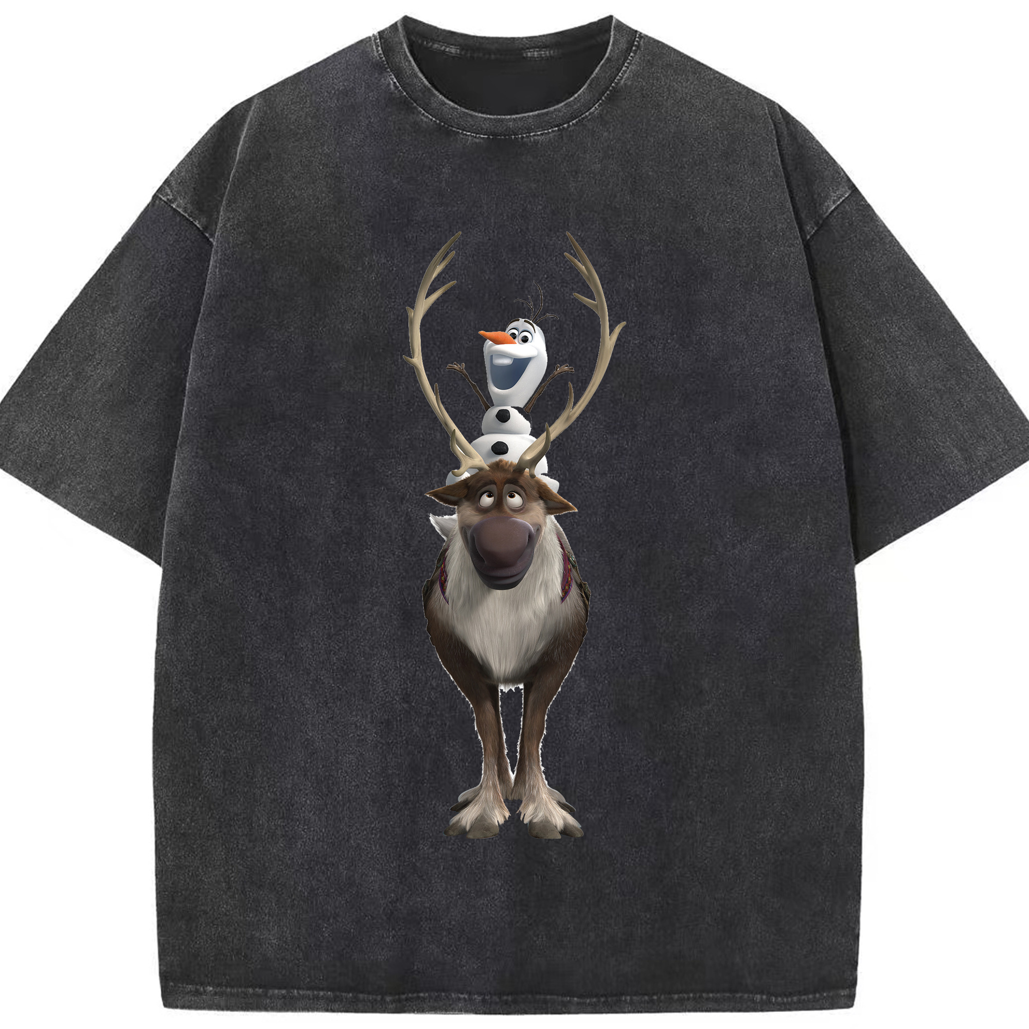 （画像用） アナと雪の女王 アンナ エルサ Frozen Anna Elsa 綿100% ヴィンテージ風 半袖Tシャツ（フロントプリント）