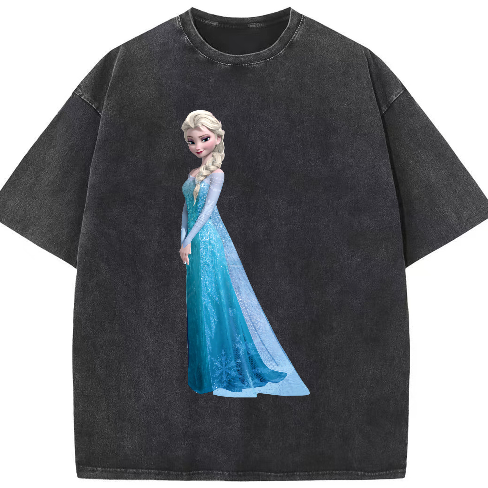 （画像用） アナと雪の女王 アンナ エルサ Frozen Anna Elsa 綿100% ヴィンテージ風 半袖Tシャツ（フロントプリント）