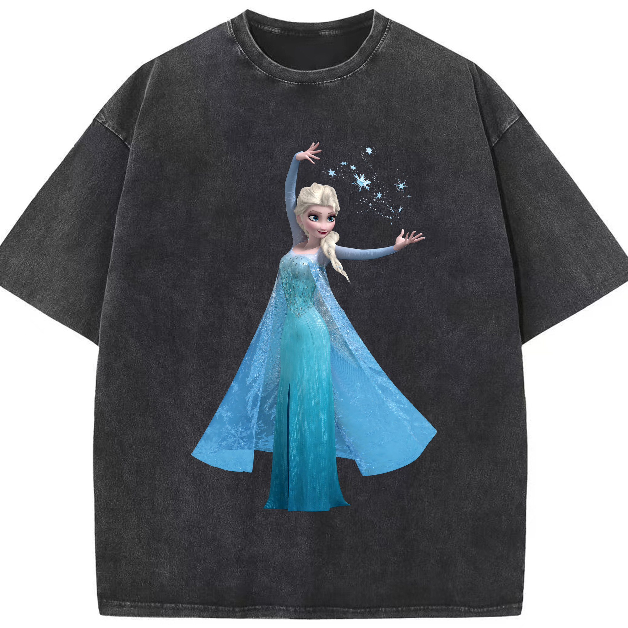（画像用） アナと雪の女王 アンナ エルサ Frozen Anna Elsa 綿100% ヴィンテージ風 半袖Tシャツ（フロントプリント）
