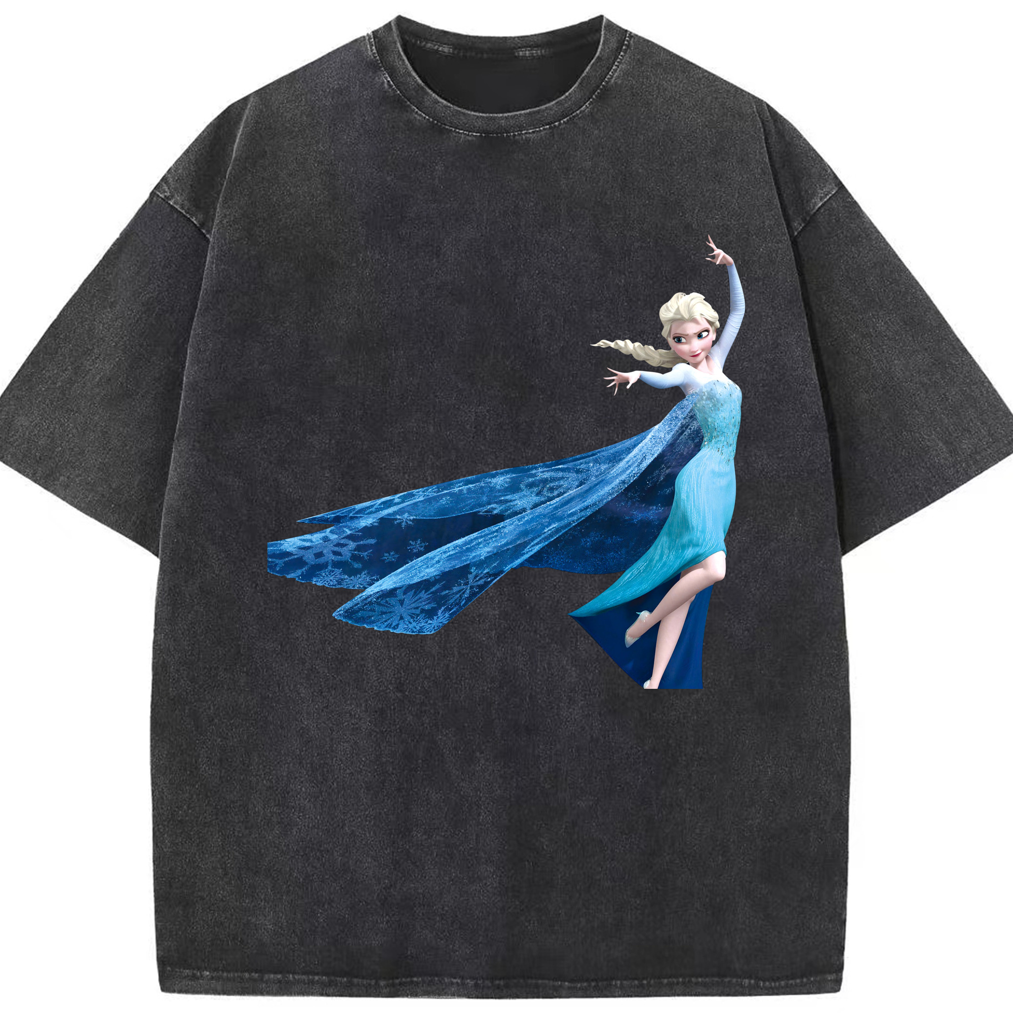 （画像用） アナと雪の女王 アンナ エルサ Frozen Anna Elsa 綿100% ヴィンテージ風 半袖Tシャツ（フロントプリント）