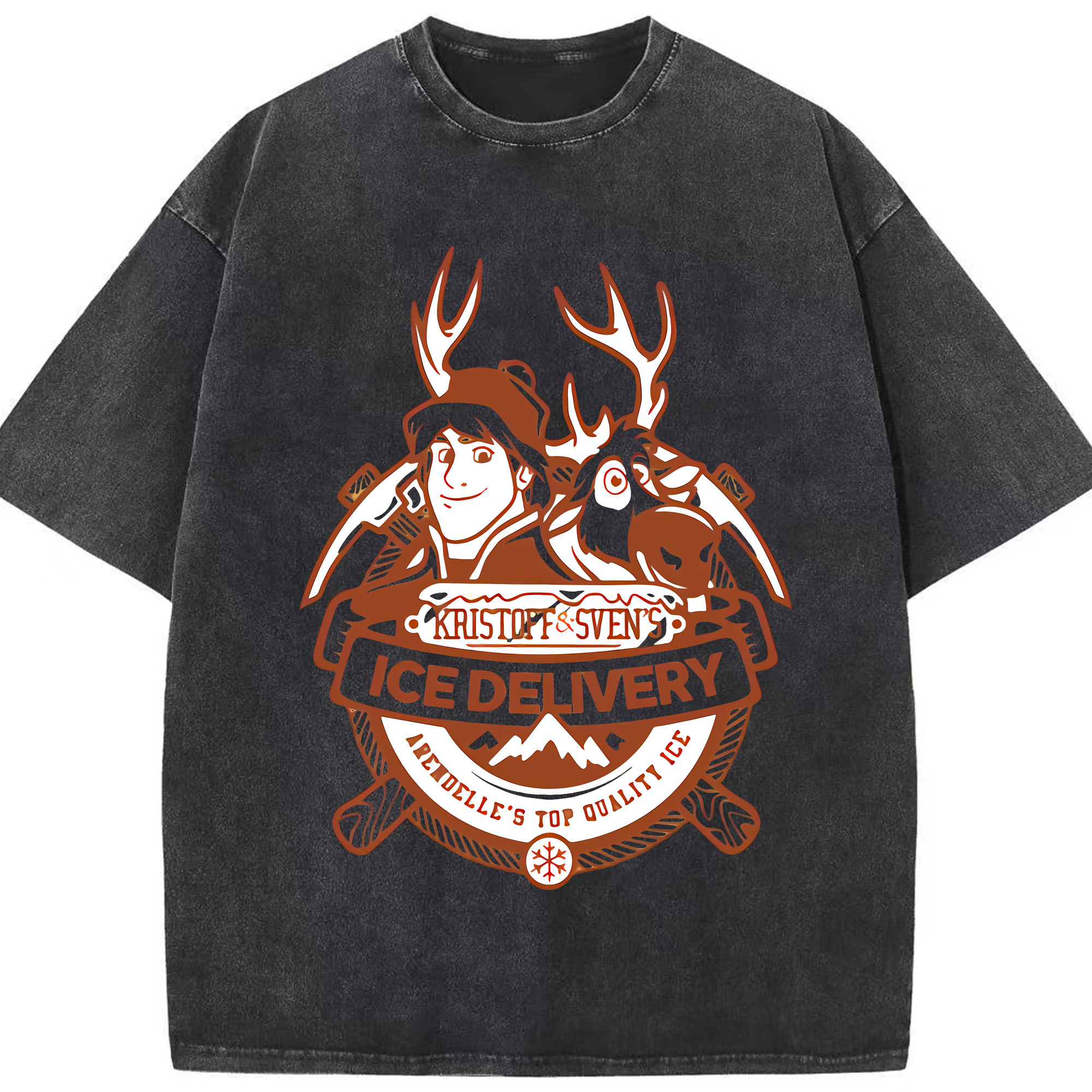 （画像用） アナと雪の女王 アンナ エルサ Frozen Anna Elsa 綿100% ヴィンテージ風 半袖Tシャツ（フロントプリント）