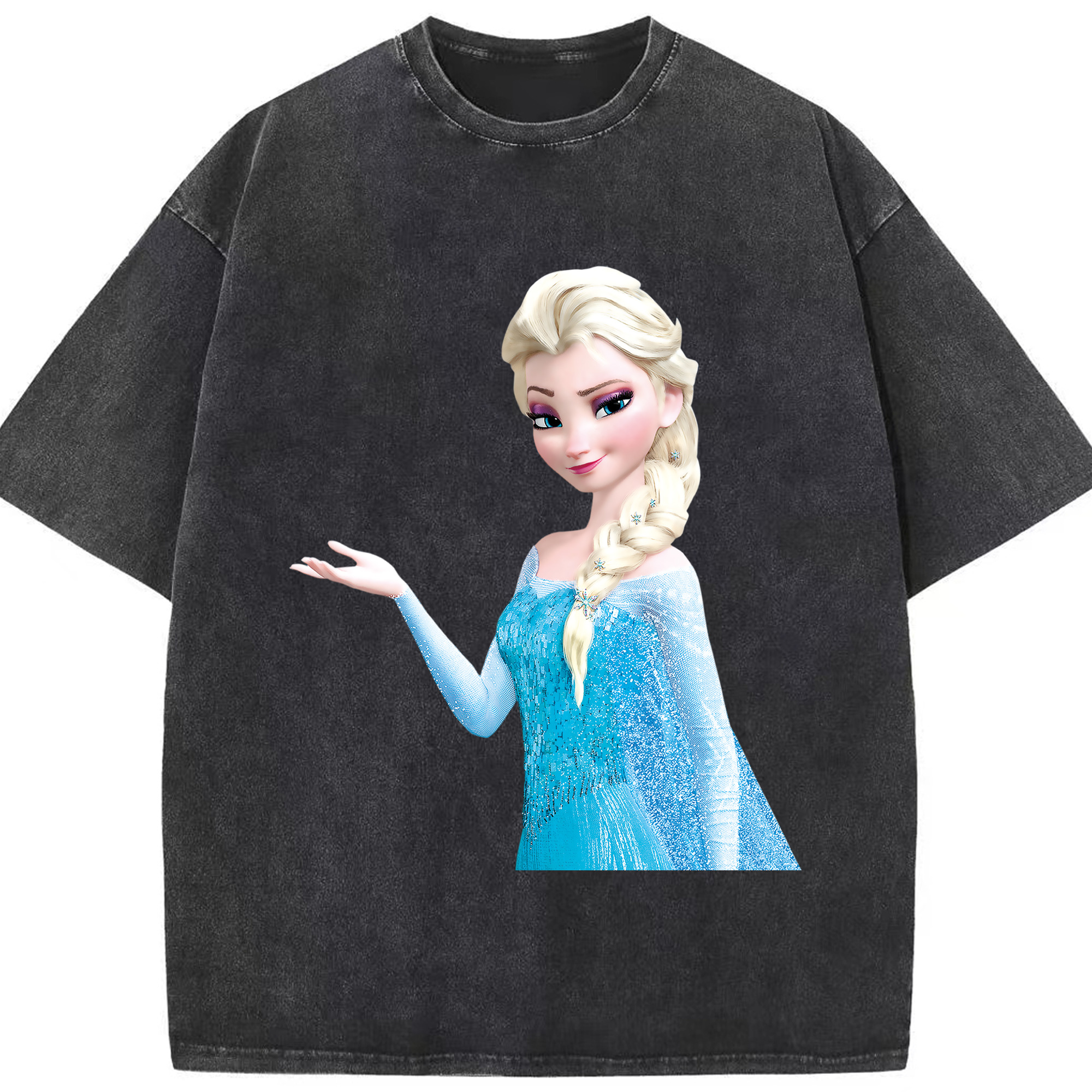 （画像用） アナと雪の女王 アンナ エルサ Frozen Anna Elsa 綿100% ヴィンテージ風 半袖Tシャツ（フロントプリント）