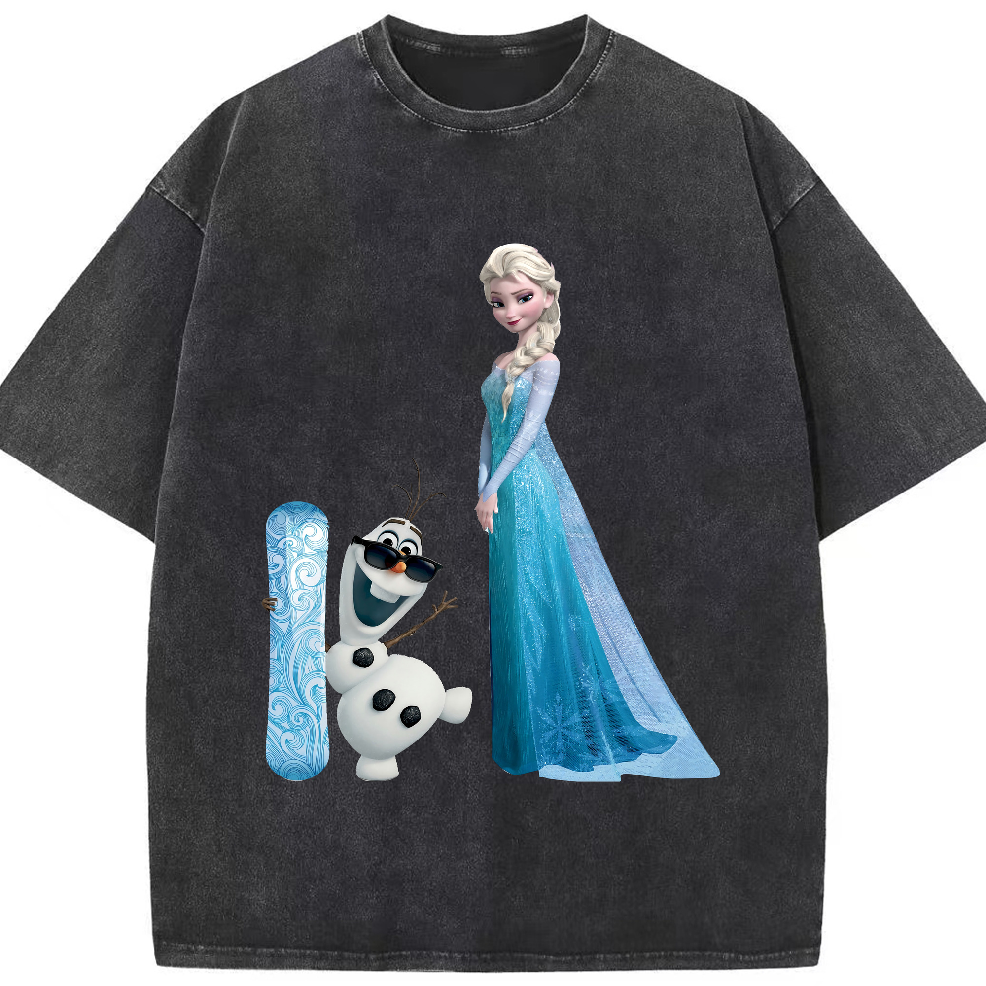 （画像用） アナと雪の女王 アンナ エルサ Frozen Anna Elsa 綿100% ヴィンテージ風 半袖Tシャツ（フロントプリント）