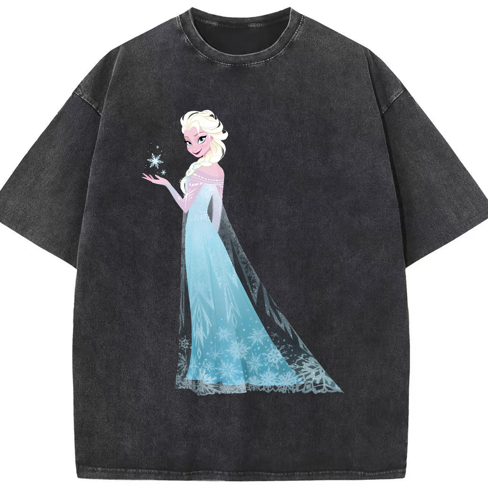（画像用） アナと雪の女王 アンナ エルサ Frozen Anna Elsa 綿100% ヴィンテージ風 半袖Tシャツ（フロントプリント）