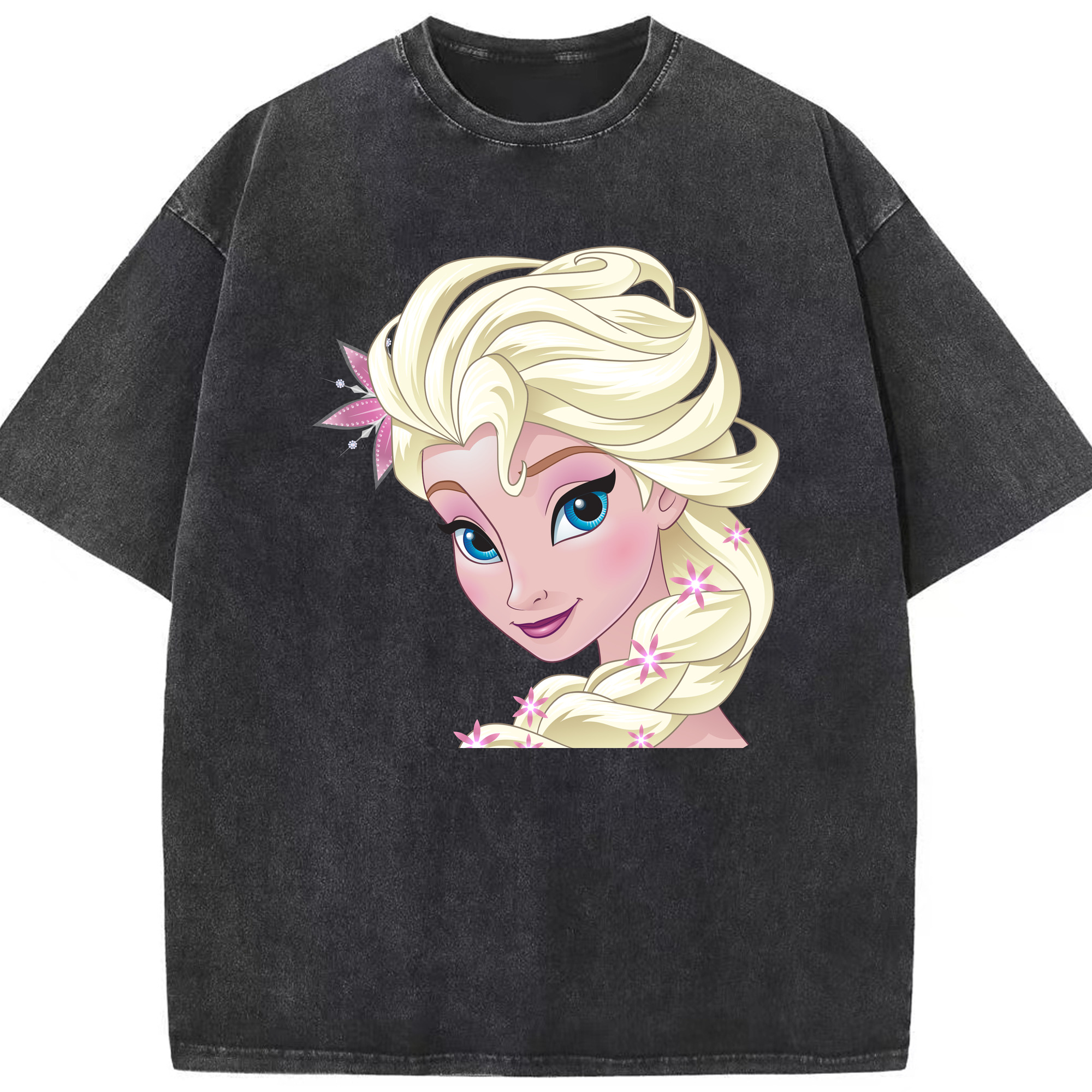 （画像用） アナと雪の女王 アンナ エルサ Frozen Anna Elsa 綿100% ヴィンテージ風 半袖Tシャツ（フロントプリント）