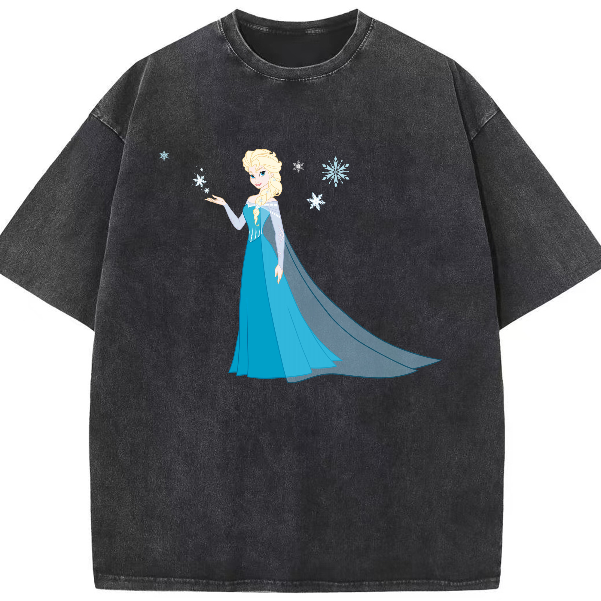 （画像用） アナと雪の女王 アンナ エルサ Frozen Anna Elsa 綿100% ヴィンテージ風 半袖Tシャツ（フロントプリント）