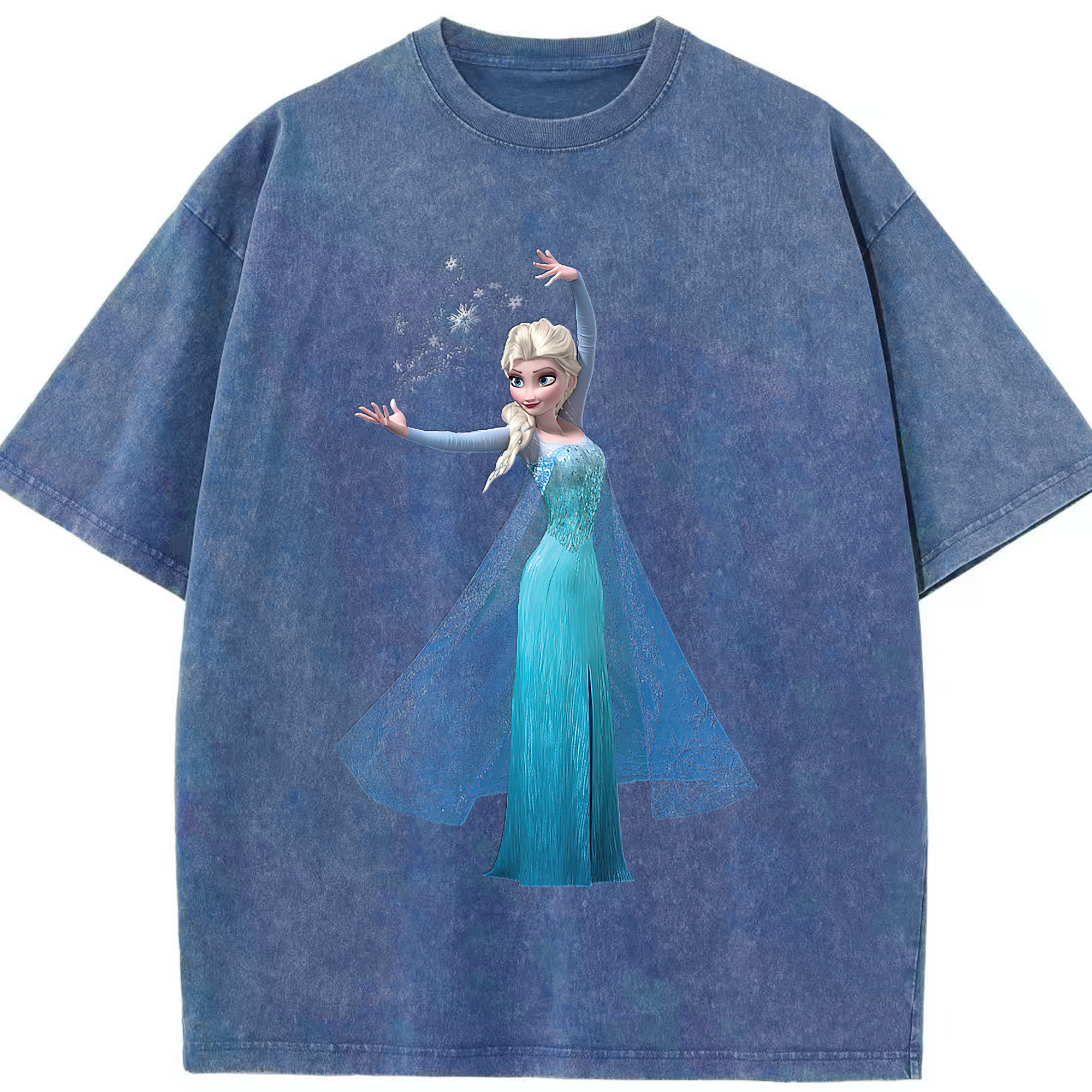 （画像用） アナと雪の女王 アンナ エルサ Frozen Anna Elsa 綿100% ヴィンテージ風 半袖Tシャツ（フロントプリント）