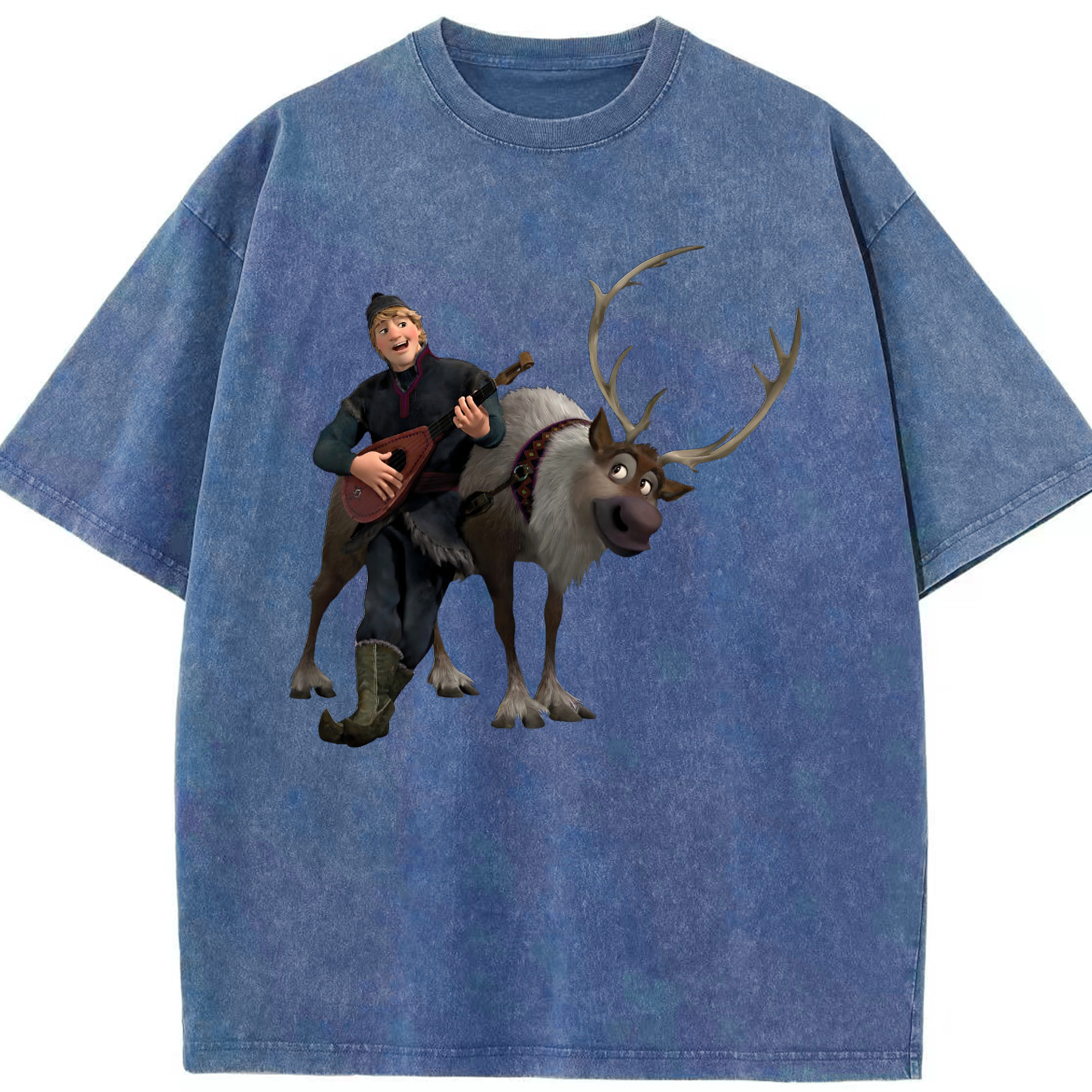 （画像用） アナと雪の女王 アンナ エルサ Frozen Anna Elsa 綿100% ヴィンテージ風 半袖Tシャツ（フロントプリント）