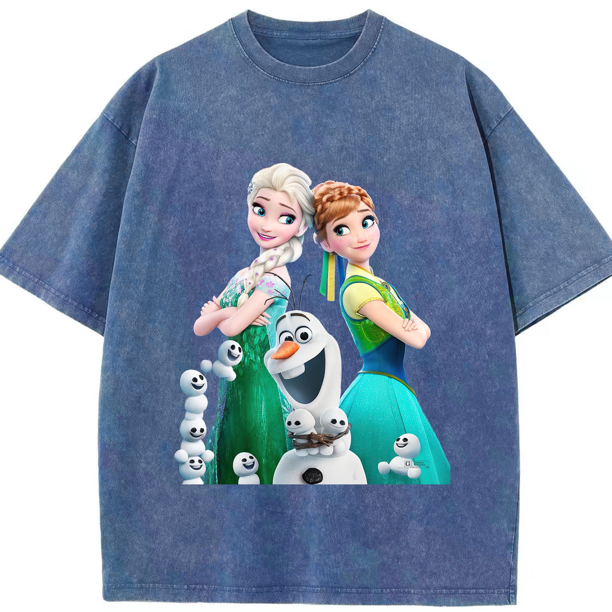 （画像用） アナと雪の女王 アンナ エルサ Frozen Anna Elsa 綿100% ヴィンテージ風 半袖Tシャツ（フロントプリント）