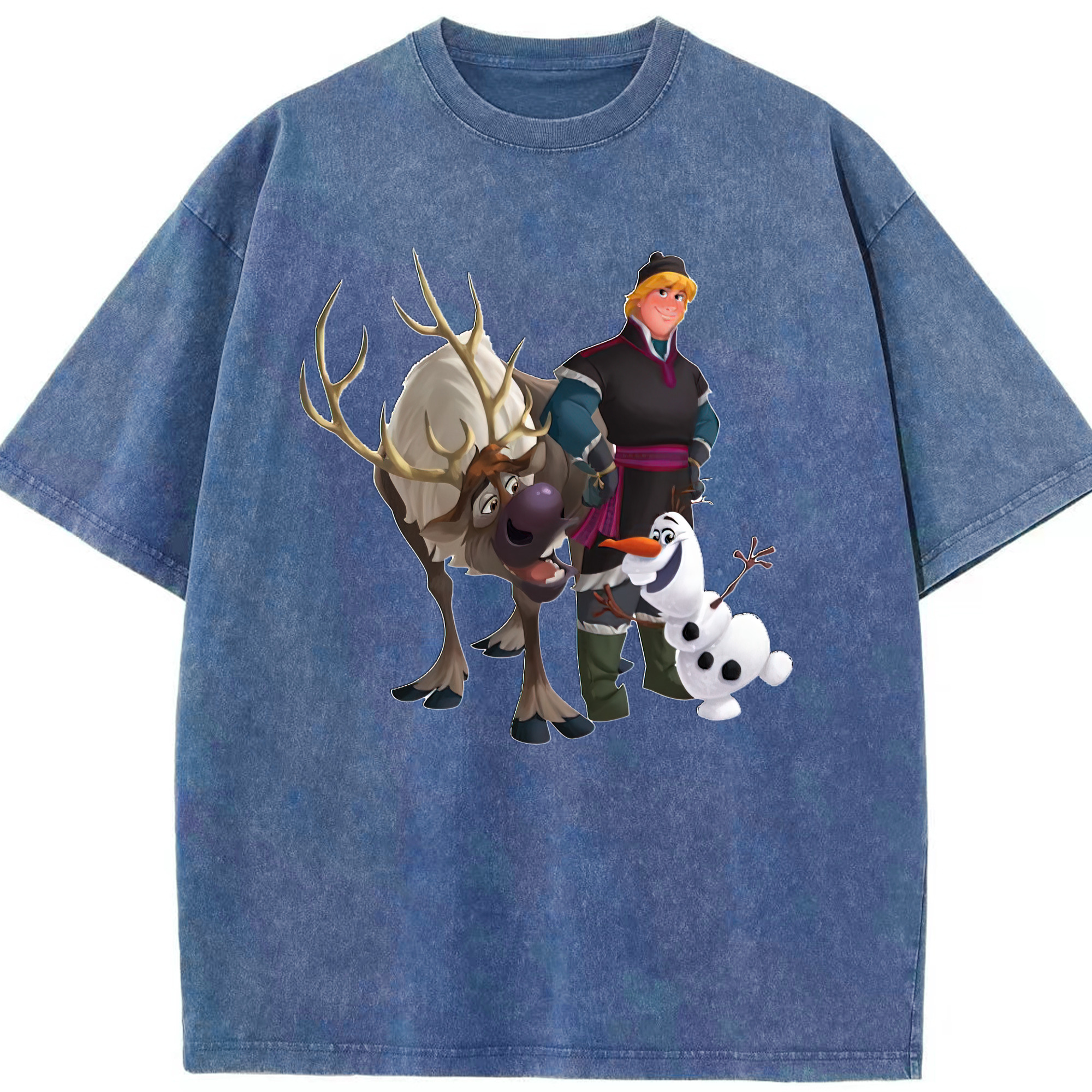 （画像用） アナと雪の女王 アンナ エルサ Frozen Anna Elsa 綿100% ヴィンテージ風 半袖Tシャツ（フロントプリント）