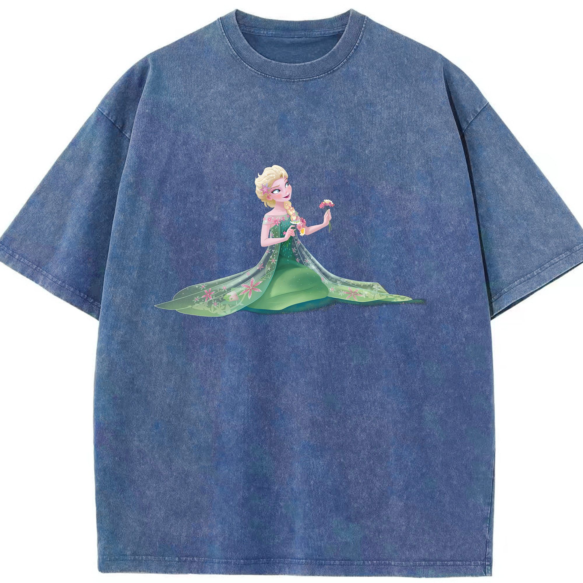 （画像用） アナと雪の女王 アンナ エルサ Frozen Anna Elsa 綿100% ヴィンテージ風 半袖Tシャツ（フロントプリント）