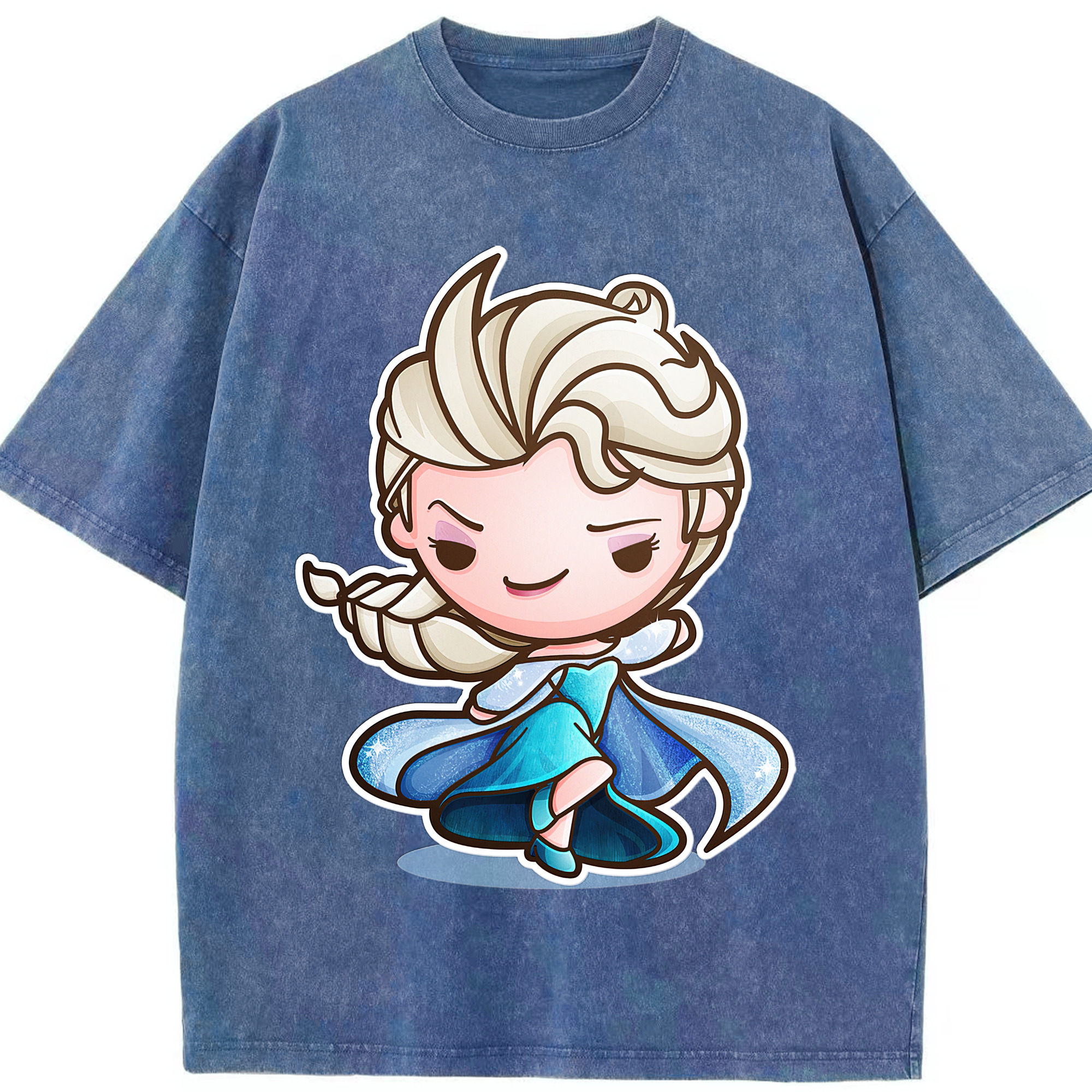 （画像用） アナと雪の女王 アンナ エルサ Frozen Anna Elsa 綿100% ヴィンテージ風 半袖Tシャツ（フロントプリント）