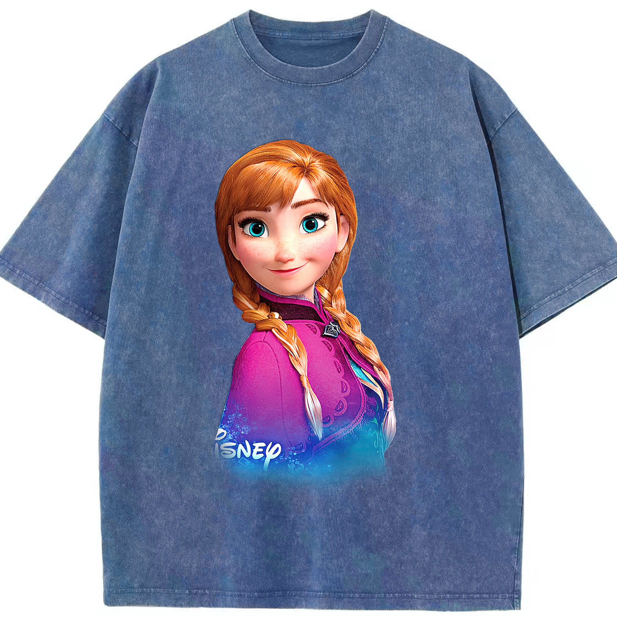（画像用） アナと雪の女王 アンナ エルサ Frozen Anna Elsa 綿100% ヴィンテージ風 半袖Tシャツ（フロントプリント）