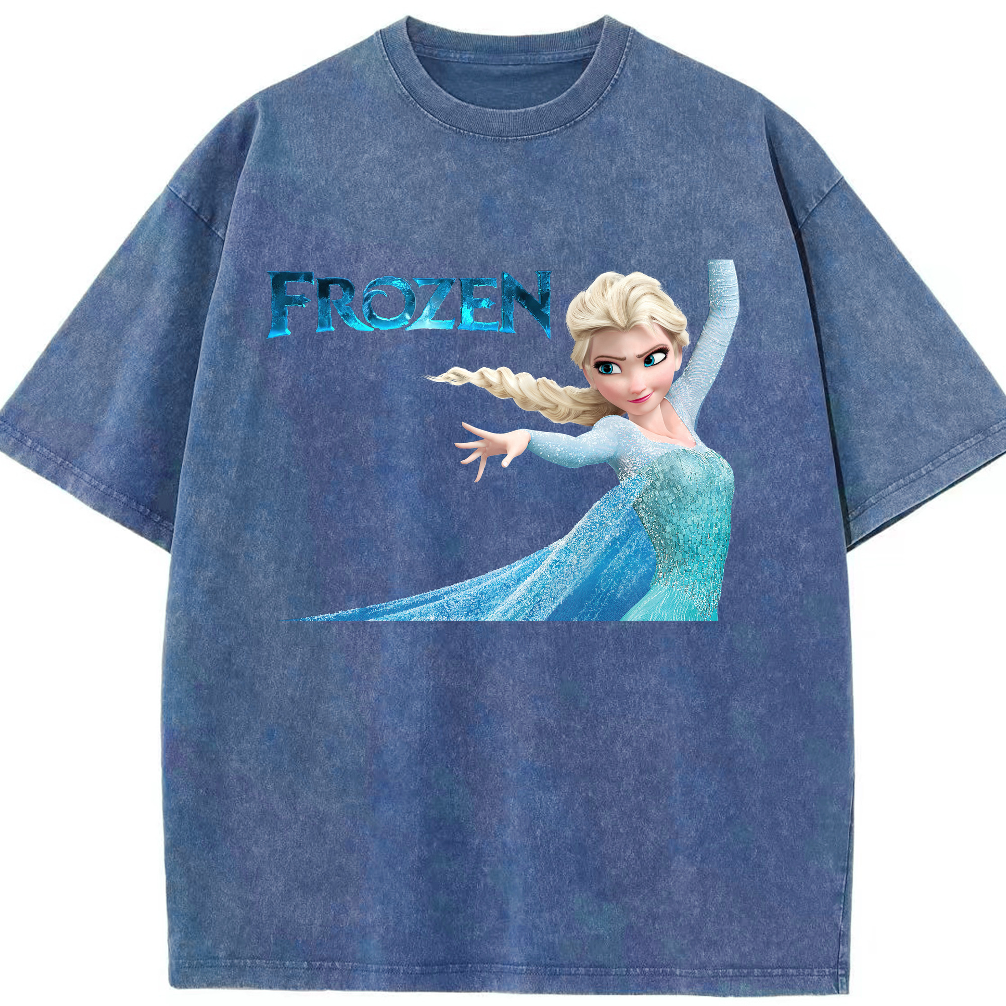 （画像用） アナと雪の女王 アンナ エルサ Frozen Anna Elsa 綿100% ヴィンテージ風 半袖Tシャツ（フロントプリント）