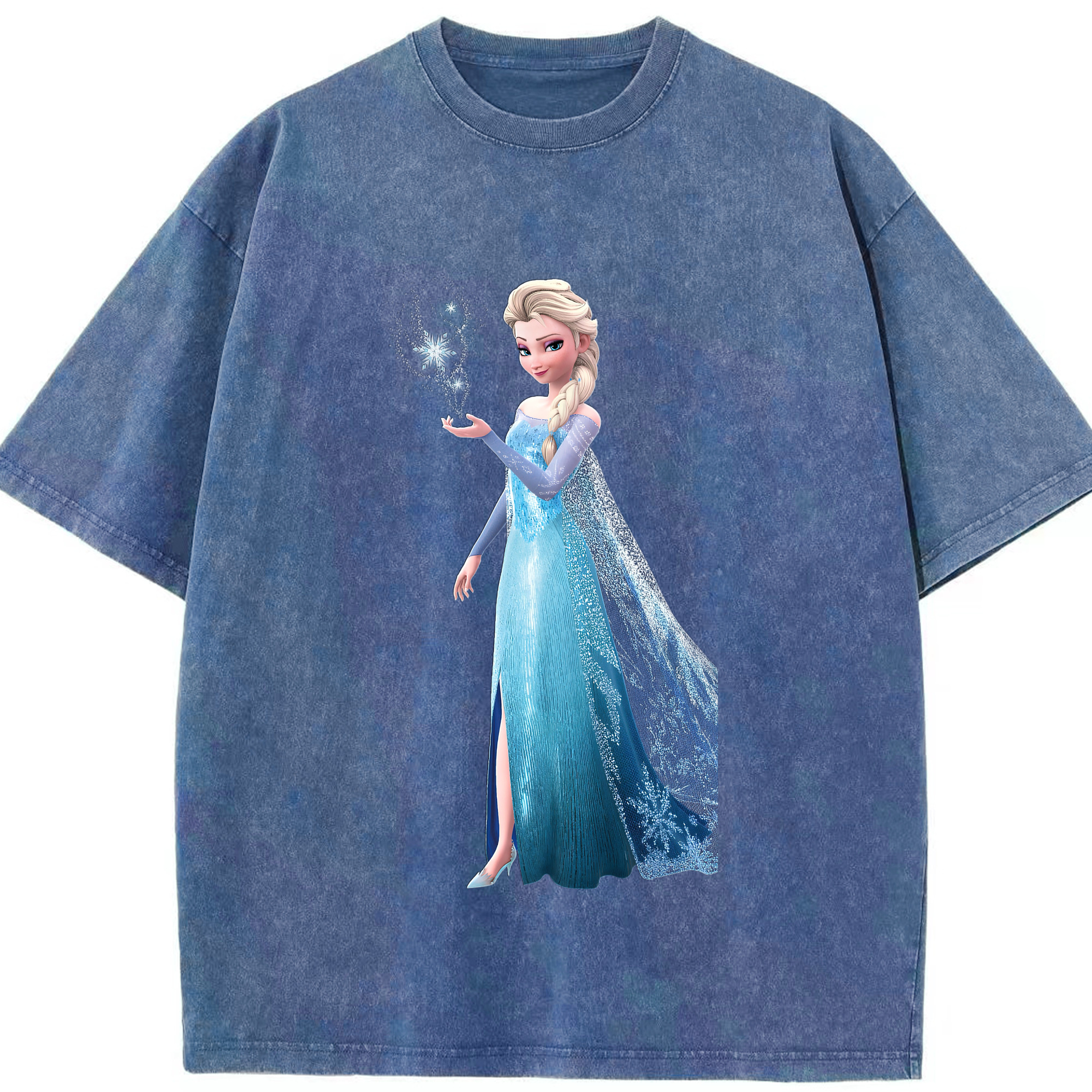 （画像用） アナと雪の女王 アンナ エルサ Frozen Anna Elsa 綿100% ヴィンテージ風 半袖Tシャツ（フロントプリント）
