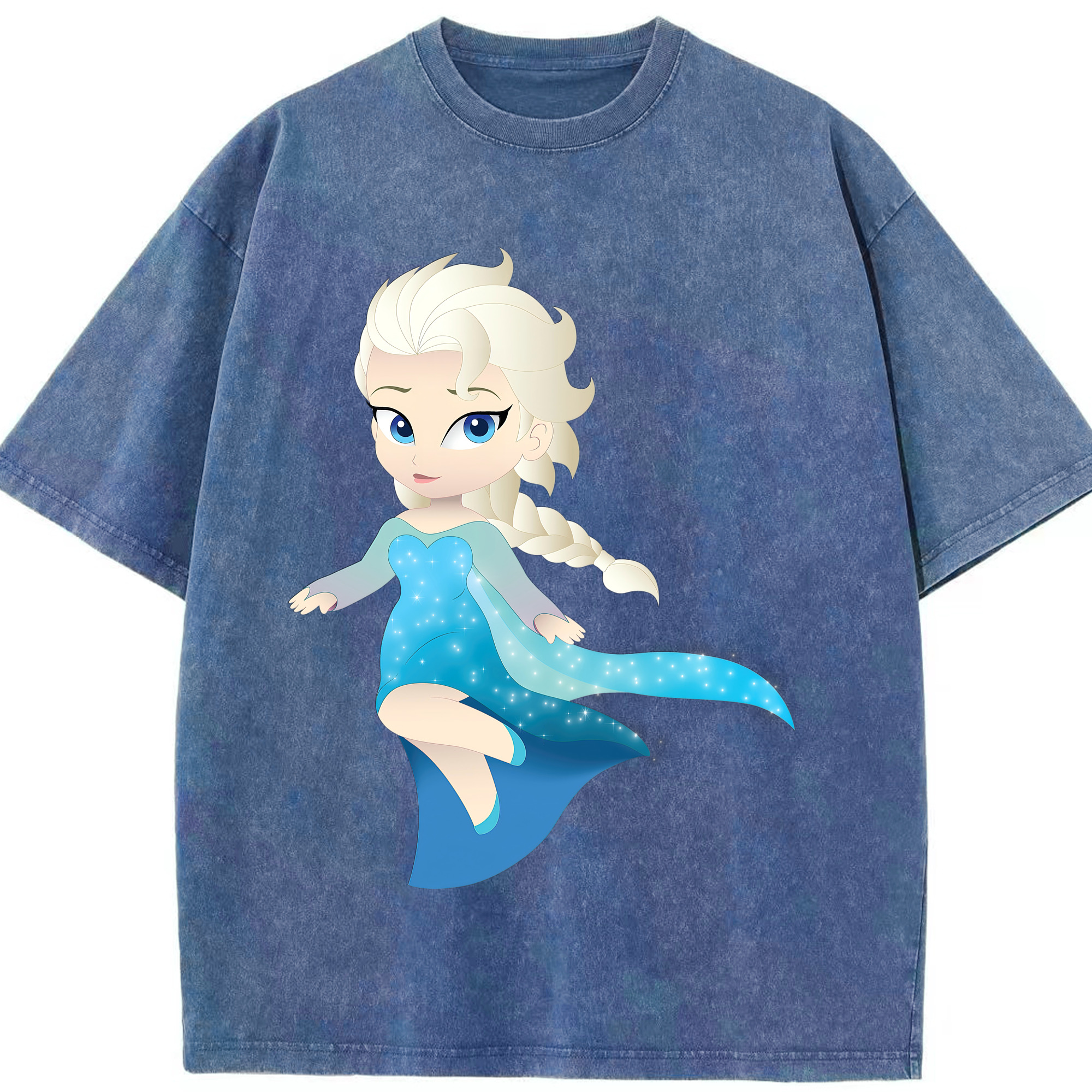 （画像用） アナと雪の女王 アンナ エルサ Frozen Anna Elsa 綿100% ヴィンテージ風 半袖Tシャツ（フロントプリント）