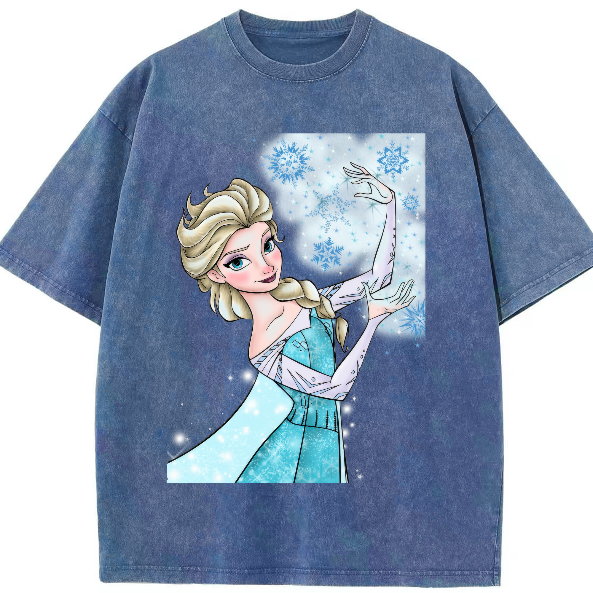 （画像用） アナと雪の女王 アンナ エルサ Frozen Anna Elsa 綿100% ヴィンテージ風 半袖Tシャツ（フロントプリント）