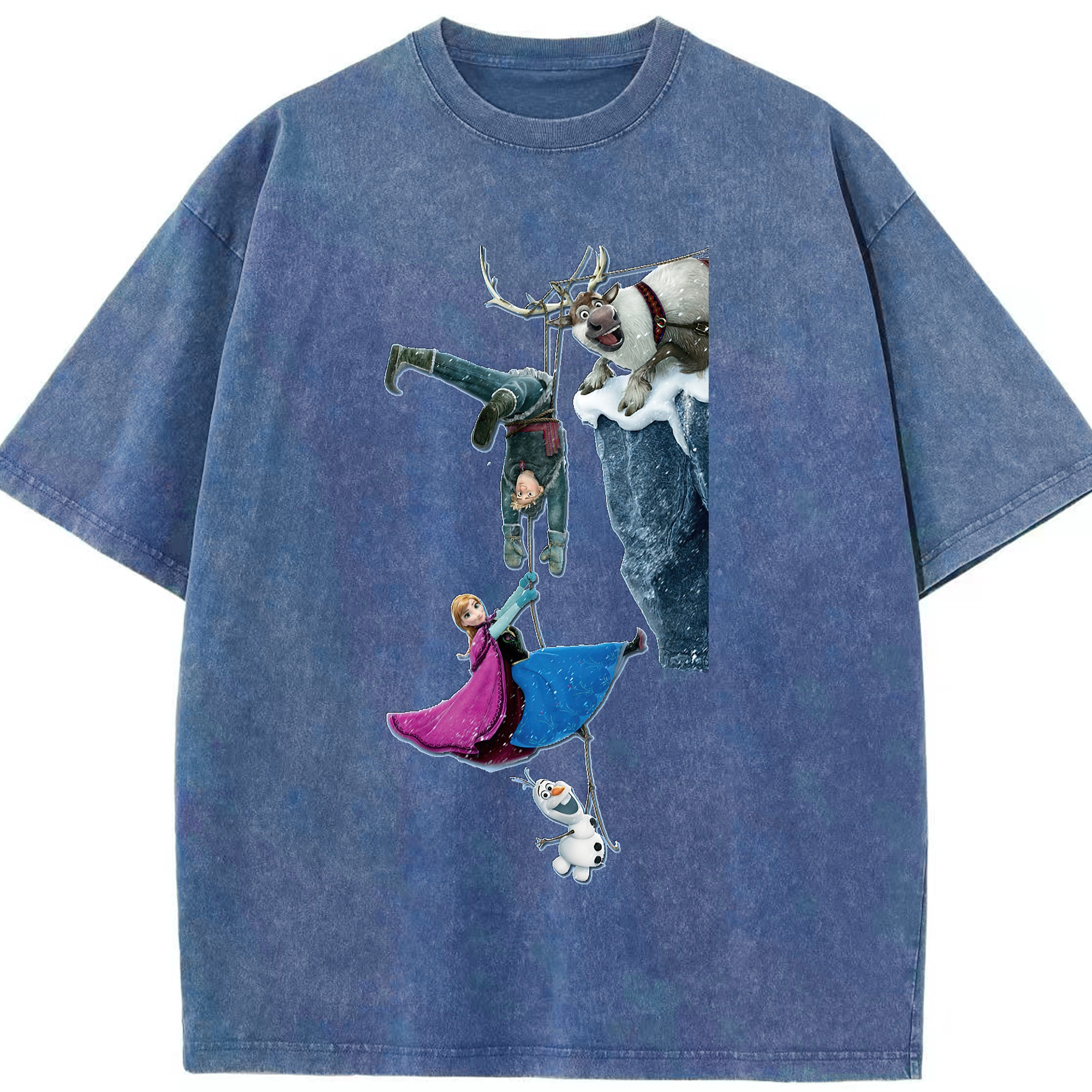 （画像用） アナと雪の女王 アンナ エルサ Frozen Anna Elsa 綿100% ヴィンテージ風 半袖Tシャツ（フロントプリント）