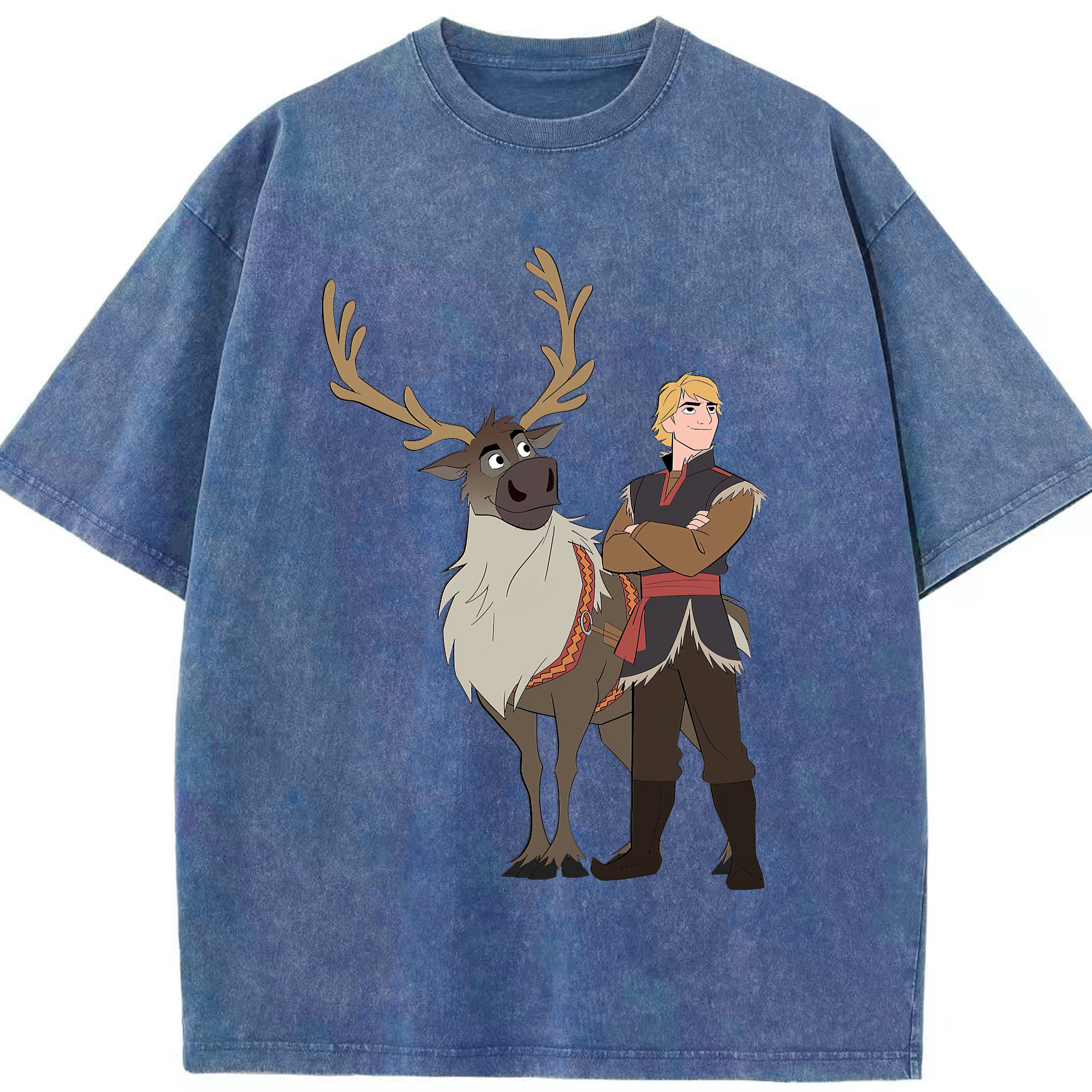 （画像用） アナと雪の女王 アンナ エルサ Frozen Anna Elsa 綿100% ヴィンテージ風 半袖Tシャツ（フロントプリント）