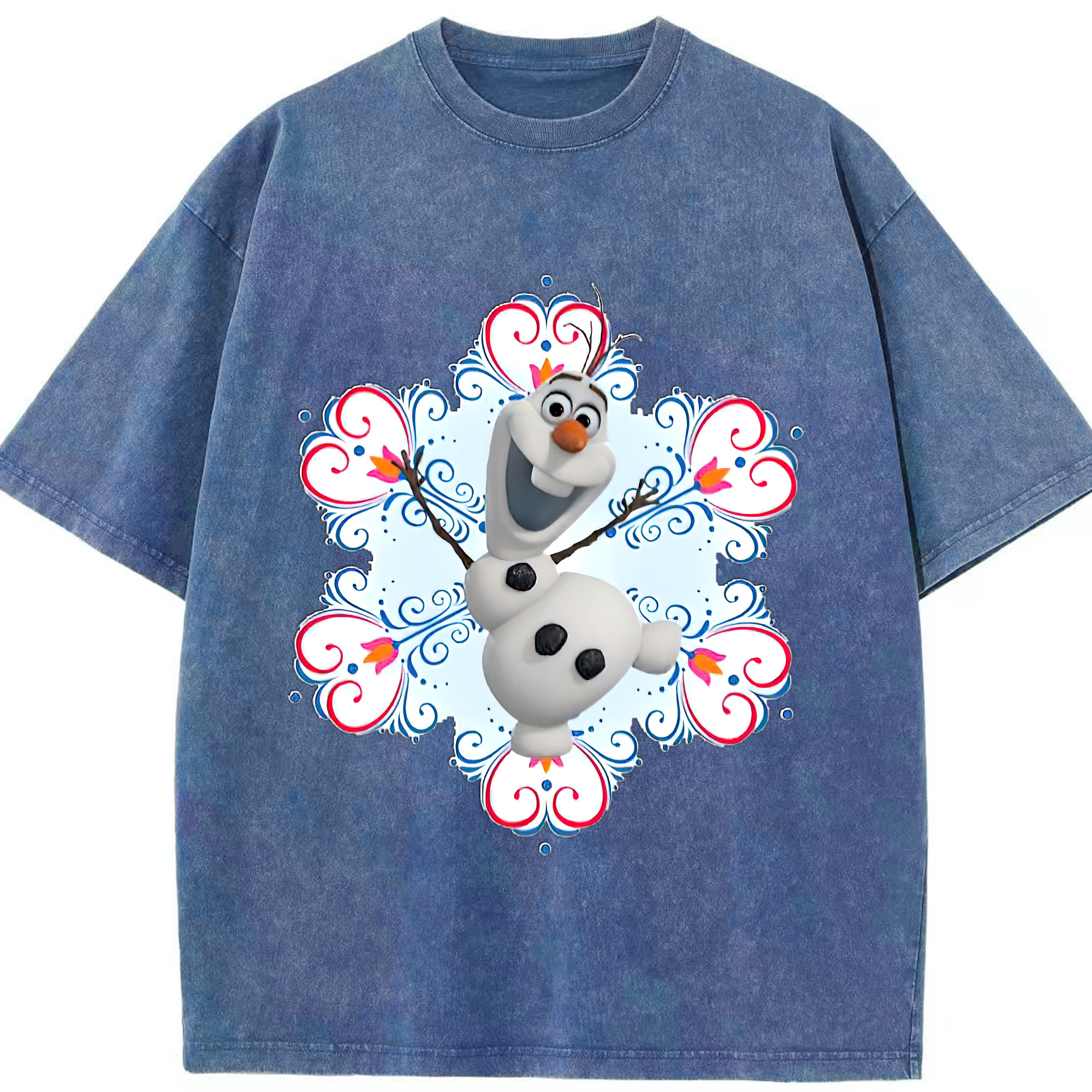 （画像用） アナと雪の女王 アンナ エルサ Frozen Anna Elsa 綿100% ヴィンテージ風 半袖Tシャツ（フロントプリント）