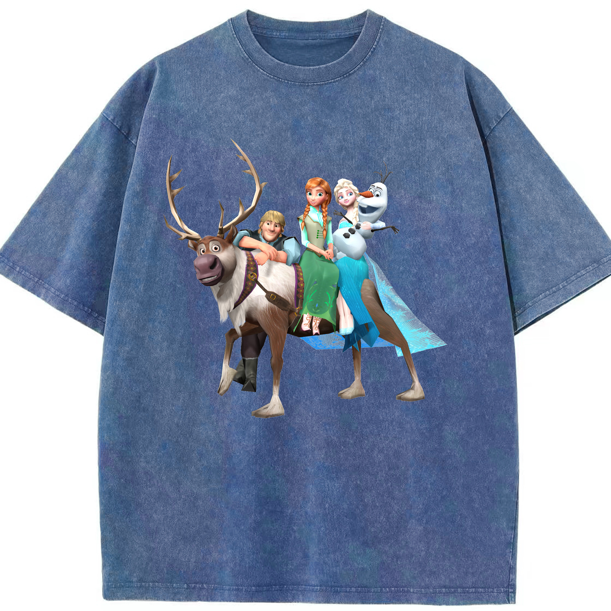 （画像用） アナと雪の女王 アンナ エルサ Frozen Anna Elsa 綿100% ヴィンテージ風 半袖Tシャツ（フロントプリント）