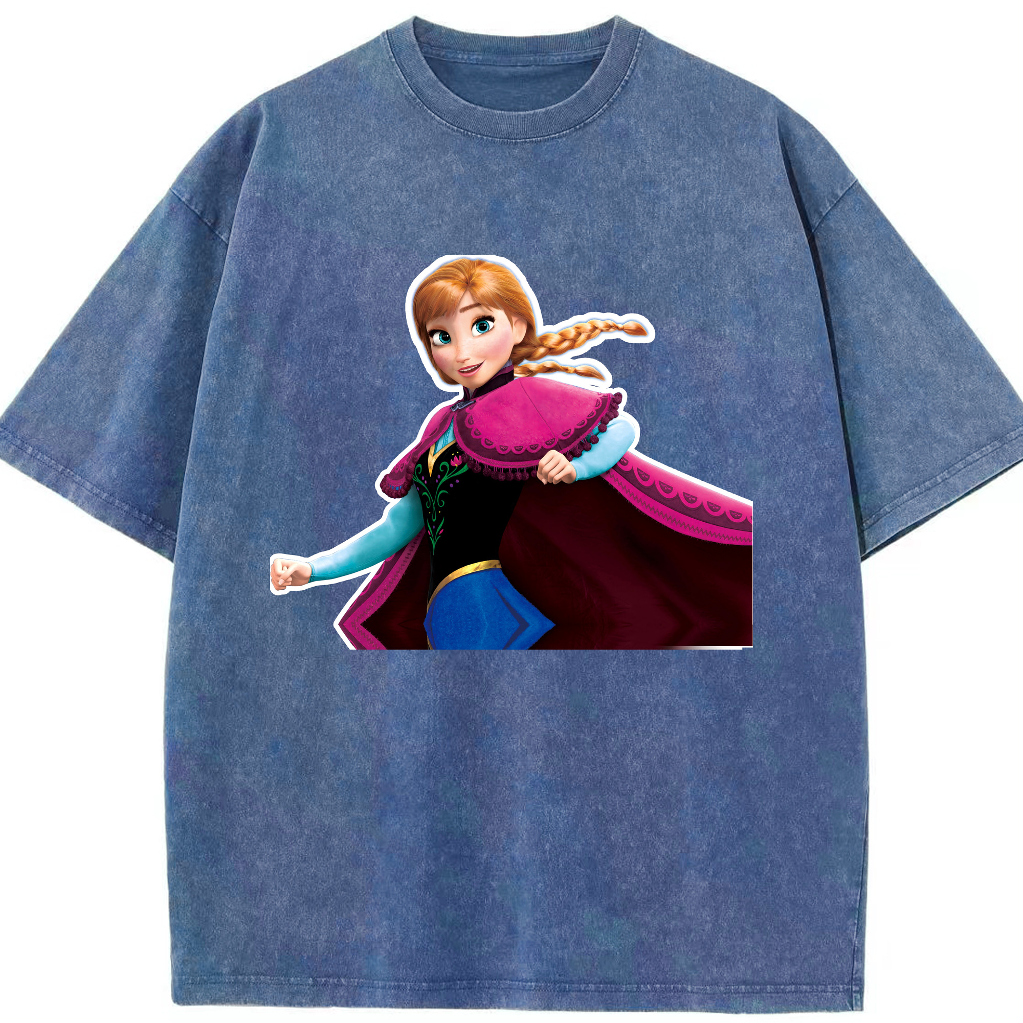（画像用） アナと雪の女王 アンナ エルサ Frozen Anna Elsa 綿100% ヴィンテージ風 半袖Tシャツ（フロントプリント）
