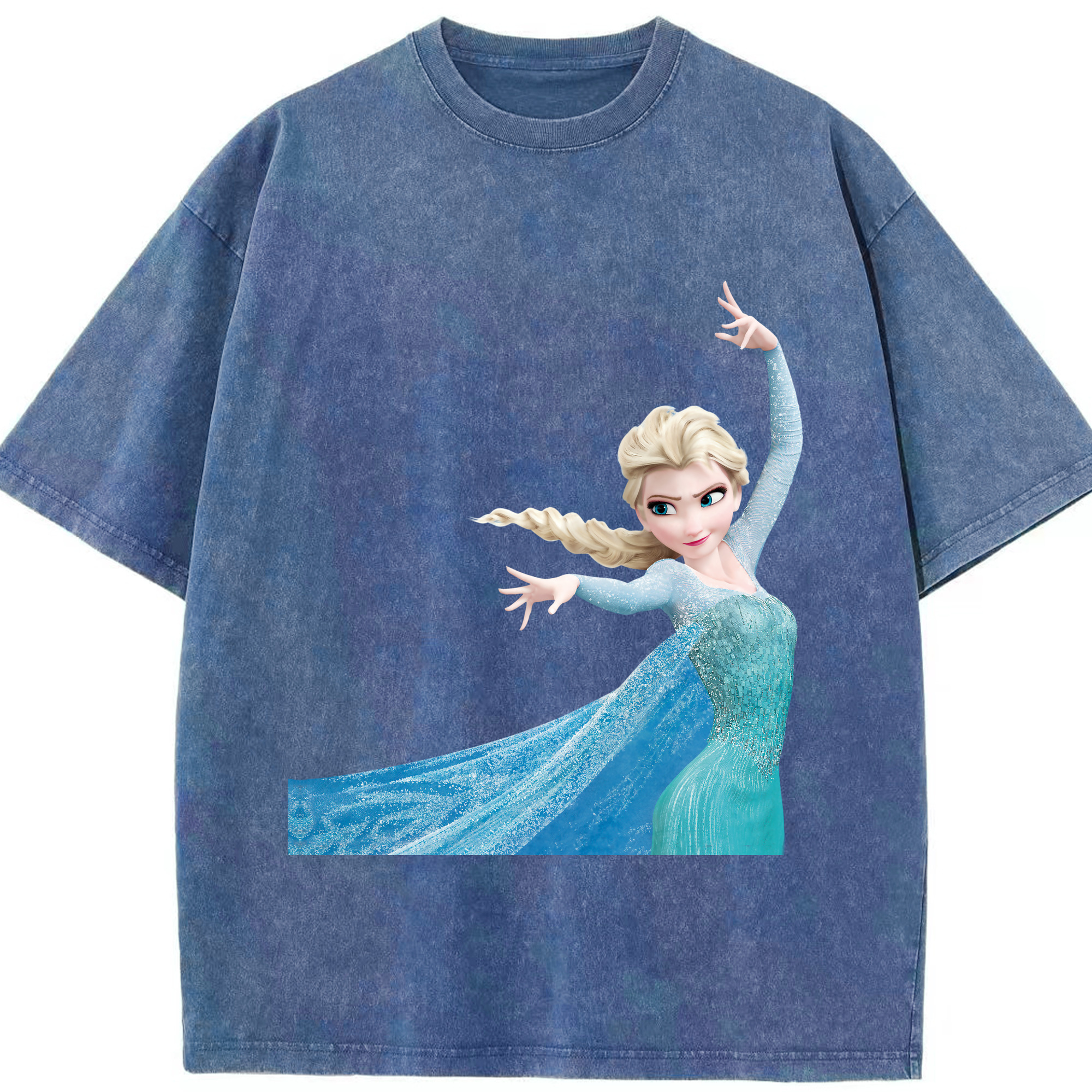 （画像用） アナと雪の女王 アンナ エルサ Frozen Anna Elsa 綿100% ヴィンテージ風 半袖Tシャツ（フロントプリント）