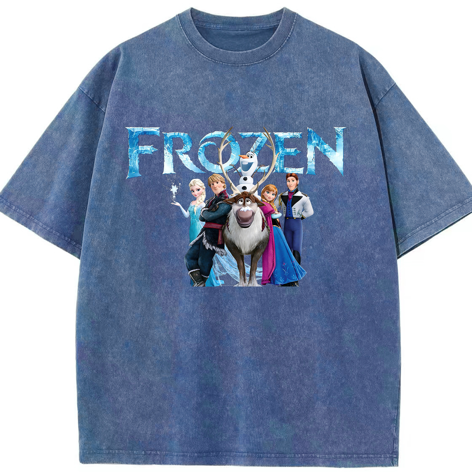 （画像用） アナと雪の女王 アンナ エルサ Frozen Anna Elsa 綿100% ヴィンテージ風 半袖Tシャツ（フロントプリント）