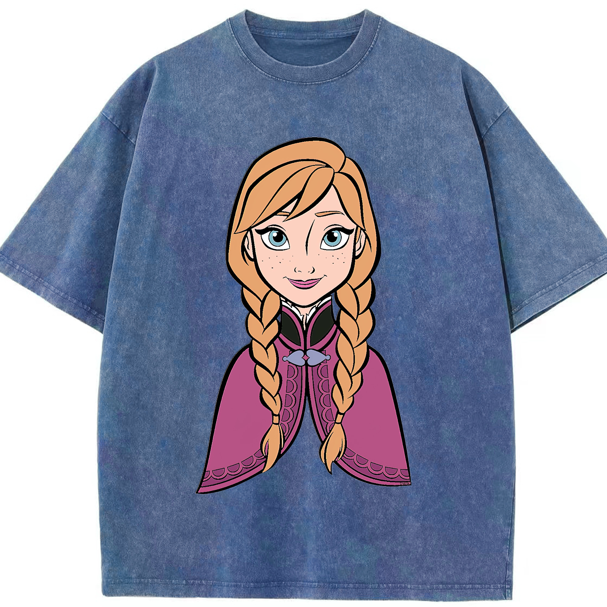 （画像用） アナと雪の女王 アンナ エルサ Frozen Anna Elsa 綿100% ヴィンテージ風 半袖Tシャツ（フロントプリント）