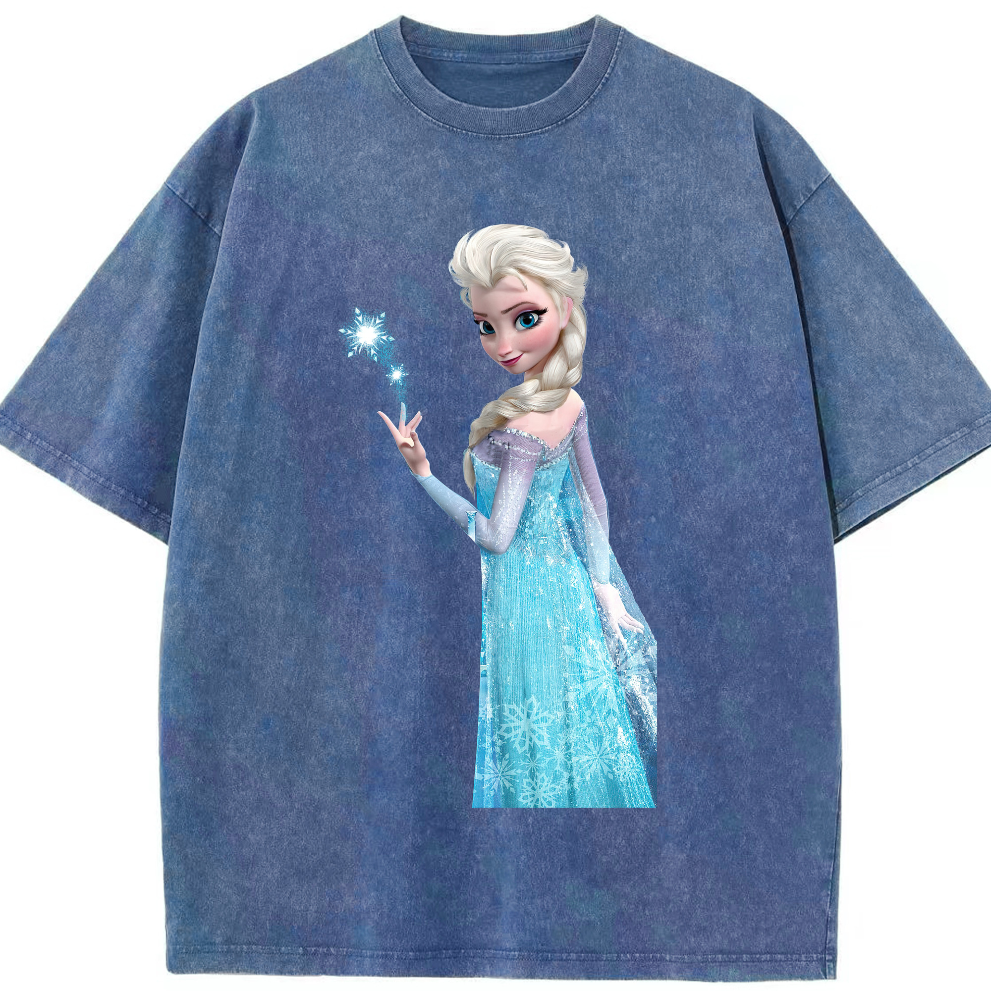 （画像用） アナと雪の女王 アンナ エルサ Frozen Anna Elsa 綿100% ヴィンテージ風 半袖Tシャツ（フロントプリント）
