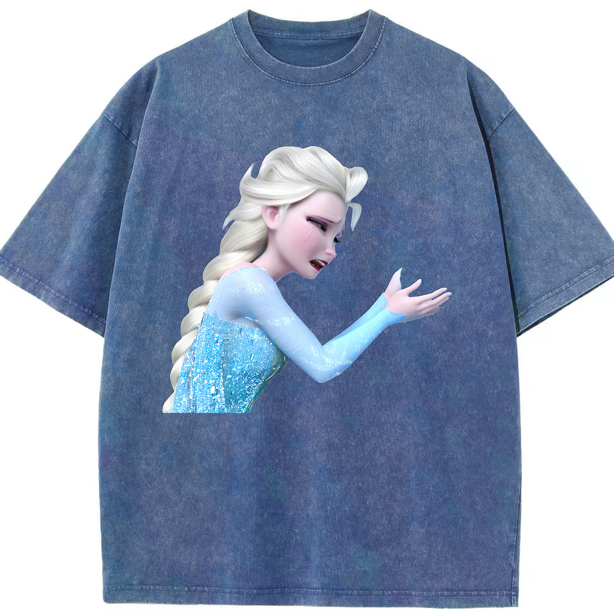 （画像用） アナと雪の女王 アンナ エルサ Frozen Anna Elsa 綿100% ヴィンテージ風 半袖Tシャツ（フロントプリント）