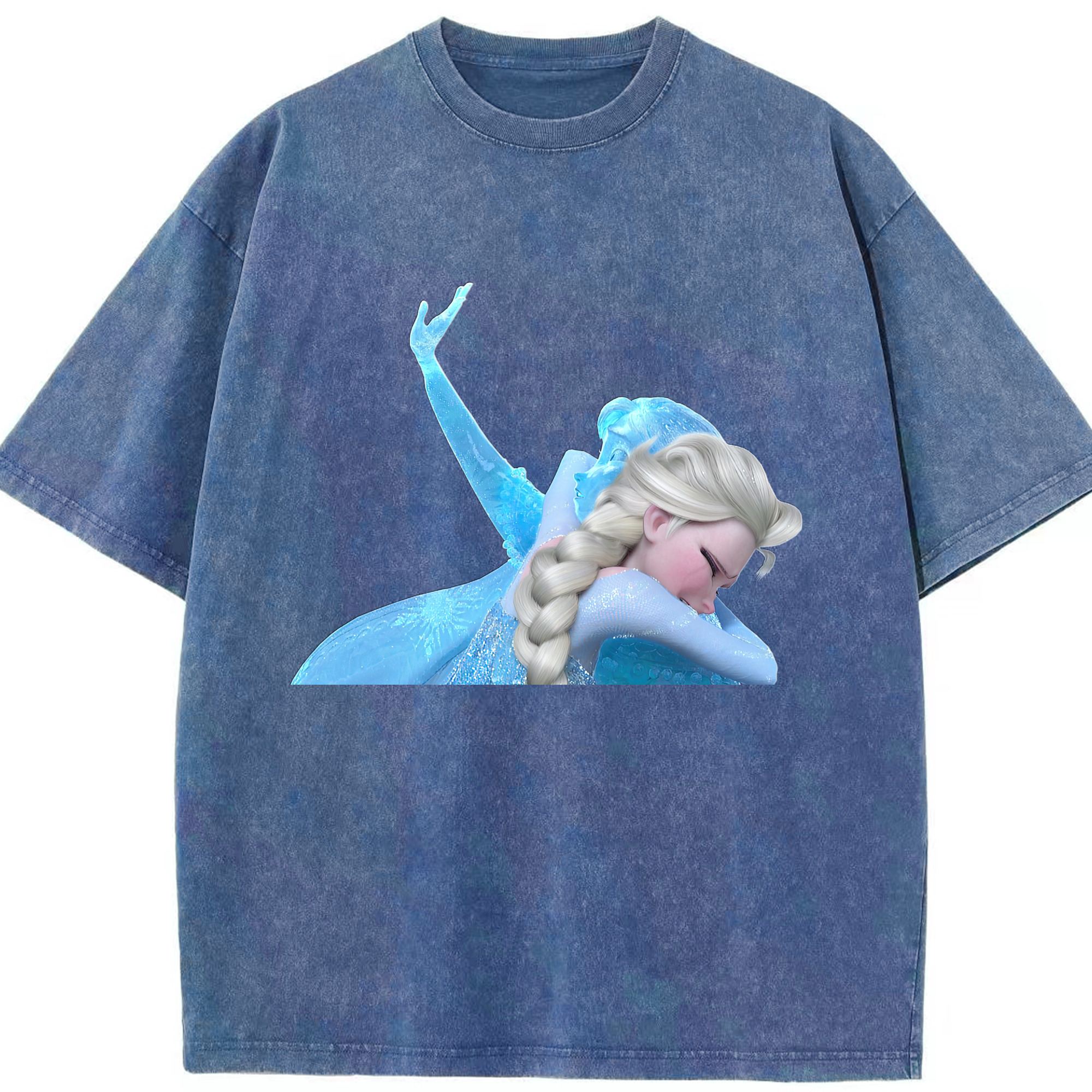 （画像用） アナと雪の女王 アンナ エルサ Frozen Anna Elsa 綿100% ヴィンテージ風 半袖Tシャツ（フロントプリント）