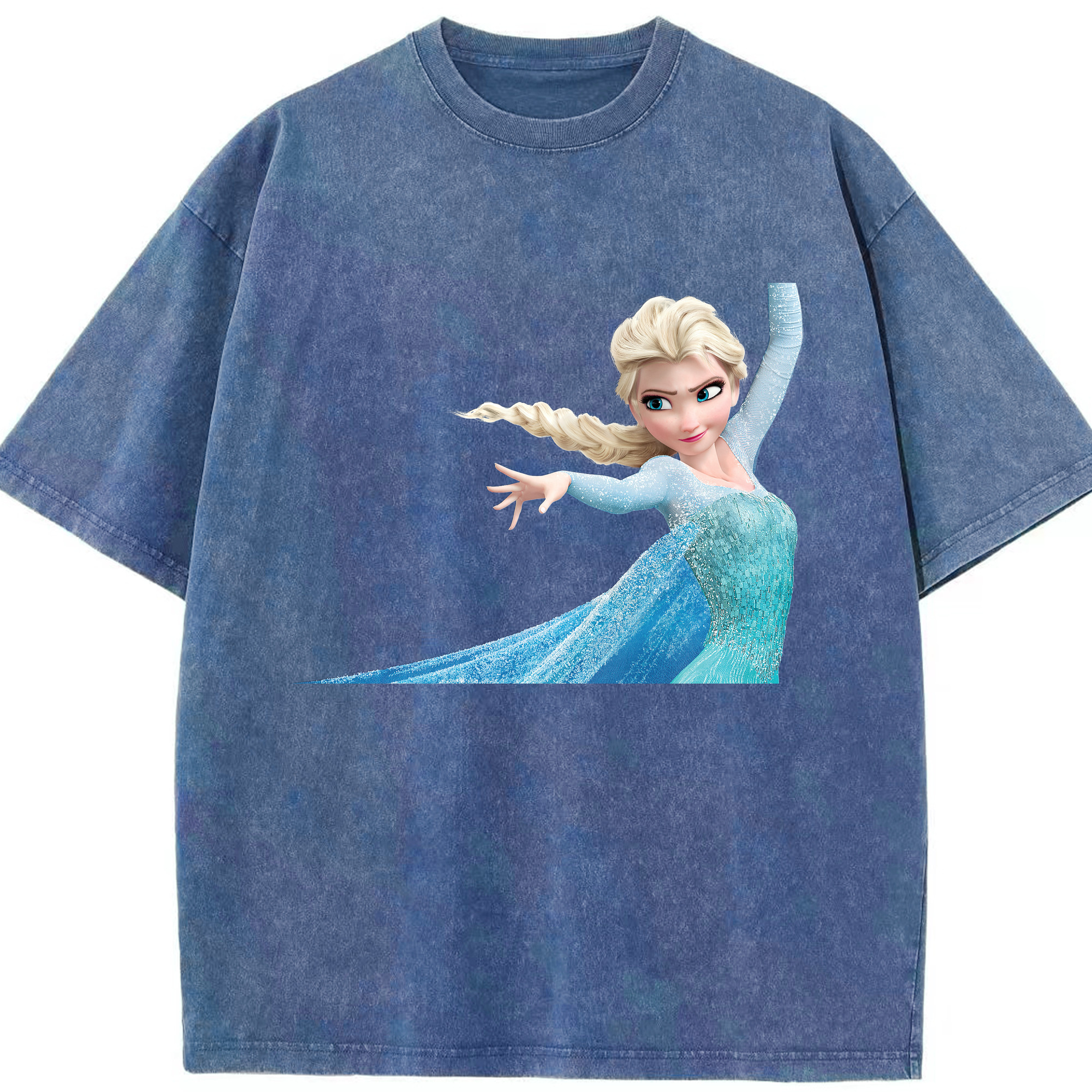 （画像用） アナと雪の女王 アンナ エルサ Frozen Anna Elsa 綿100% ヴィンテージ風 半袖Tシャツ（フロントプリント）