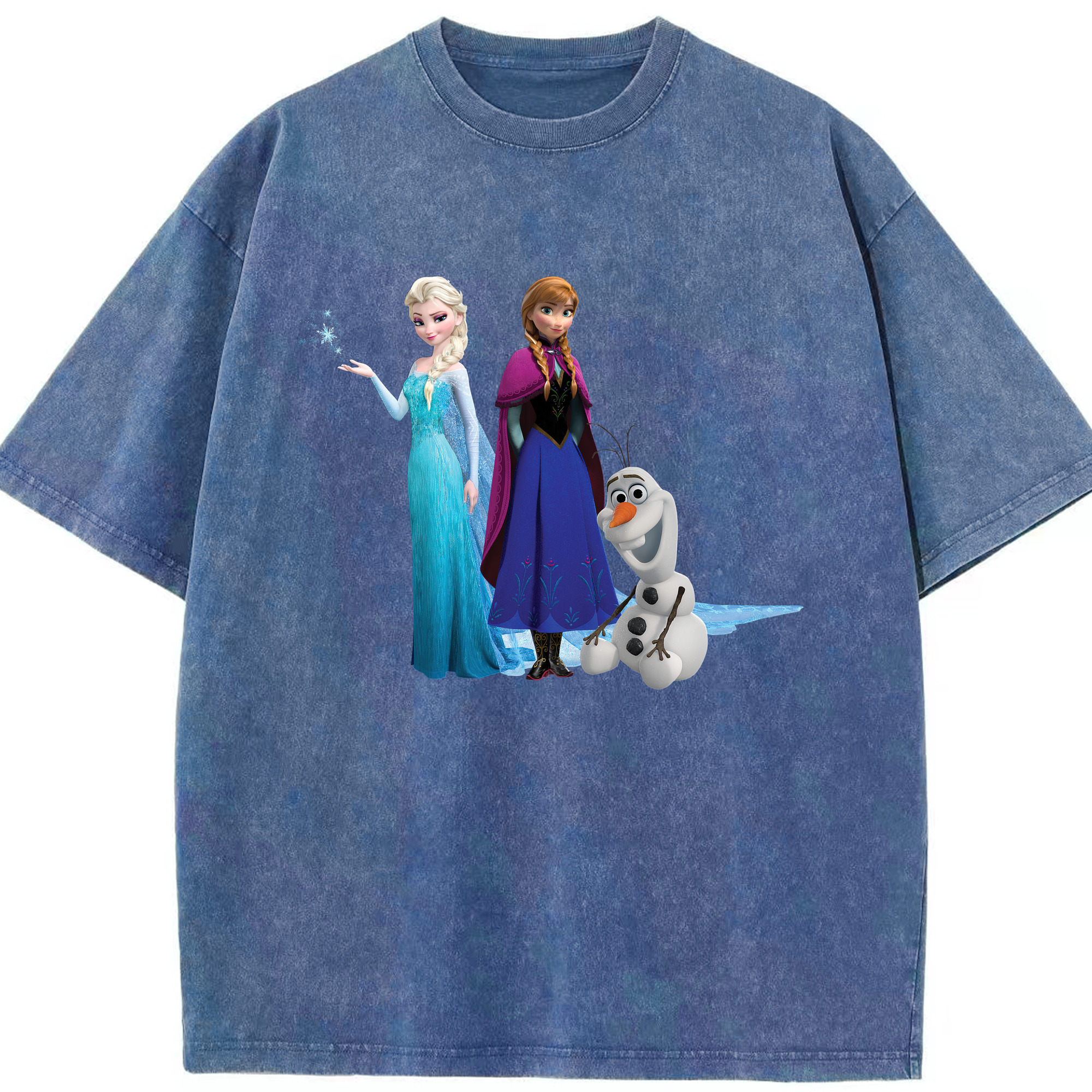 （画像用） アナと雪の女王 アンナ エルサ Frozen Anna Elsa 綿100% ヴィンテージ風 半袖Tシャツ（フロントプリント）