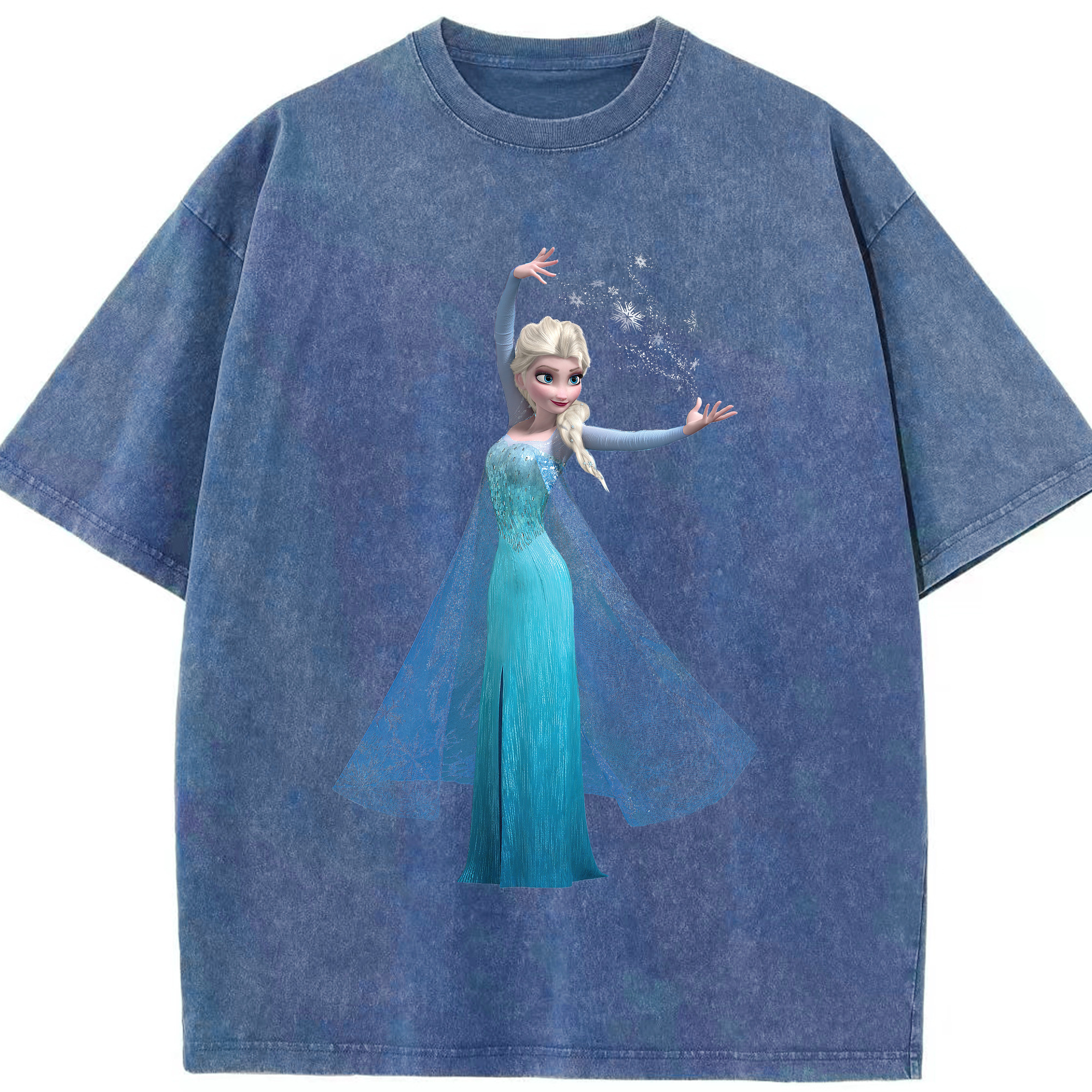 （画像用） アナと雪の女王 アンナ エルサ Frozen Anna Elsa 綿100% ヴィンテージ風 半袖Tシャツ（フロントプリント）