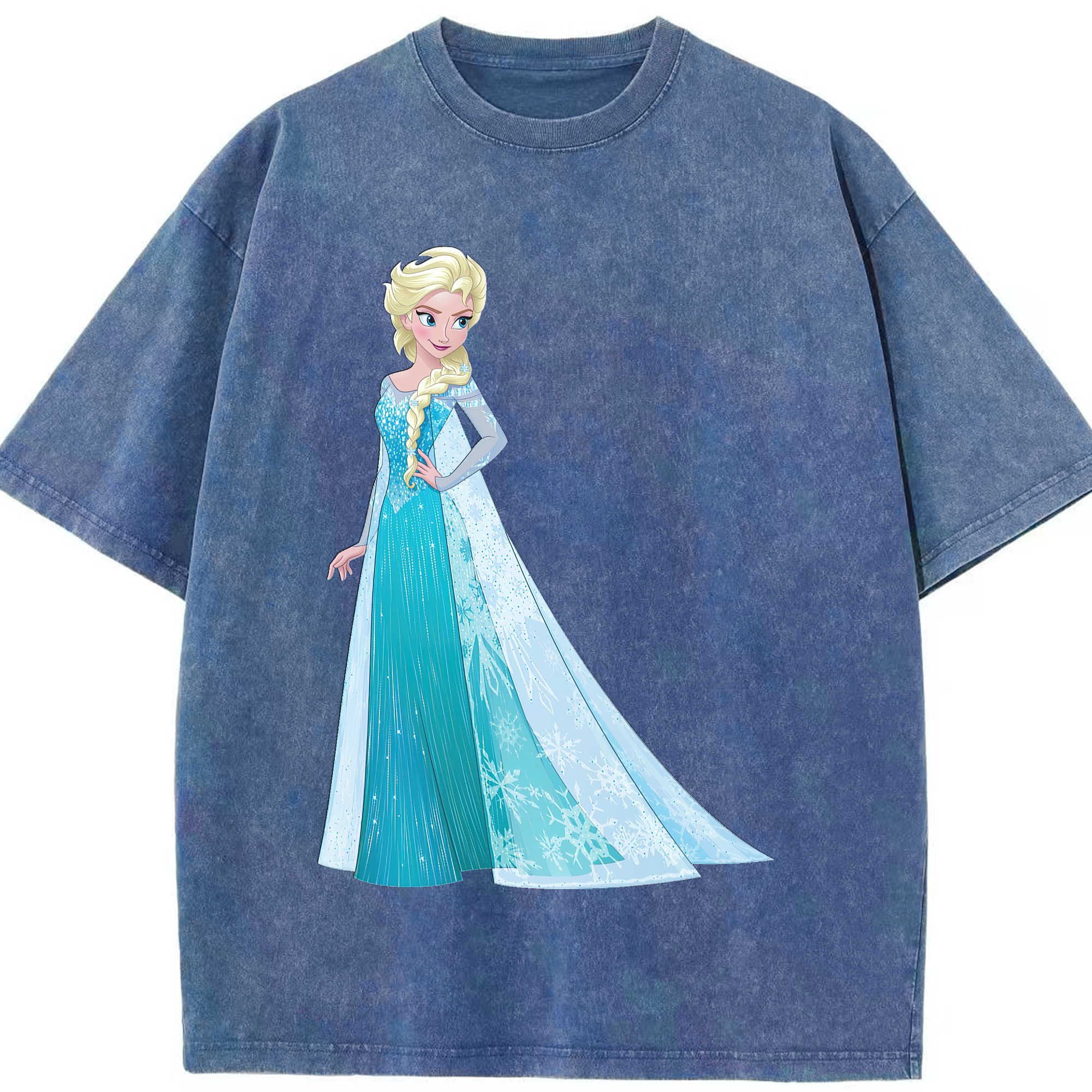 （画像用） アナと雪の女王 アンナ エルサ Frozen Anna Elsa 綿100% ヴィンテージ風 半袖Tシャツ（フロントプリント）