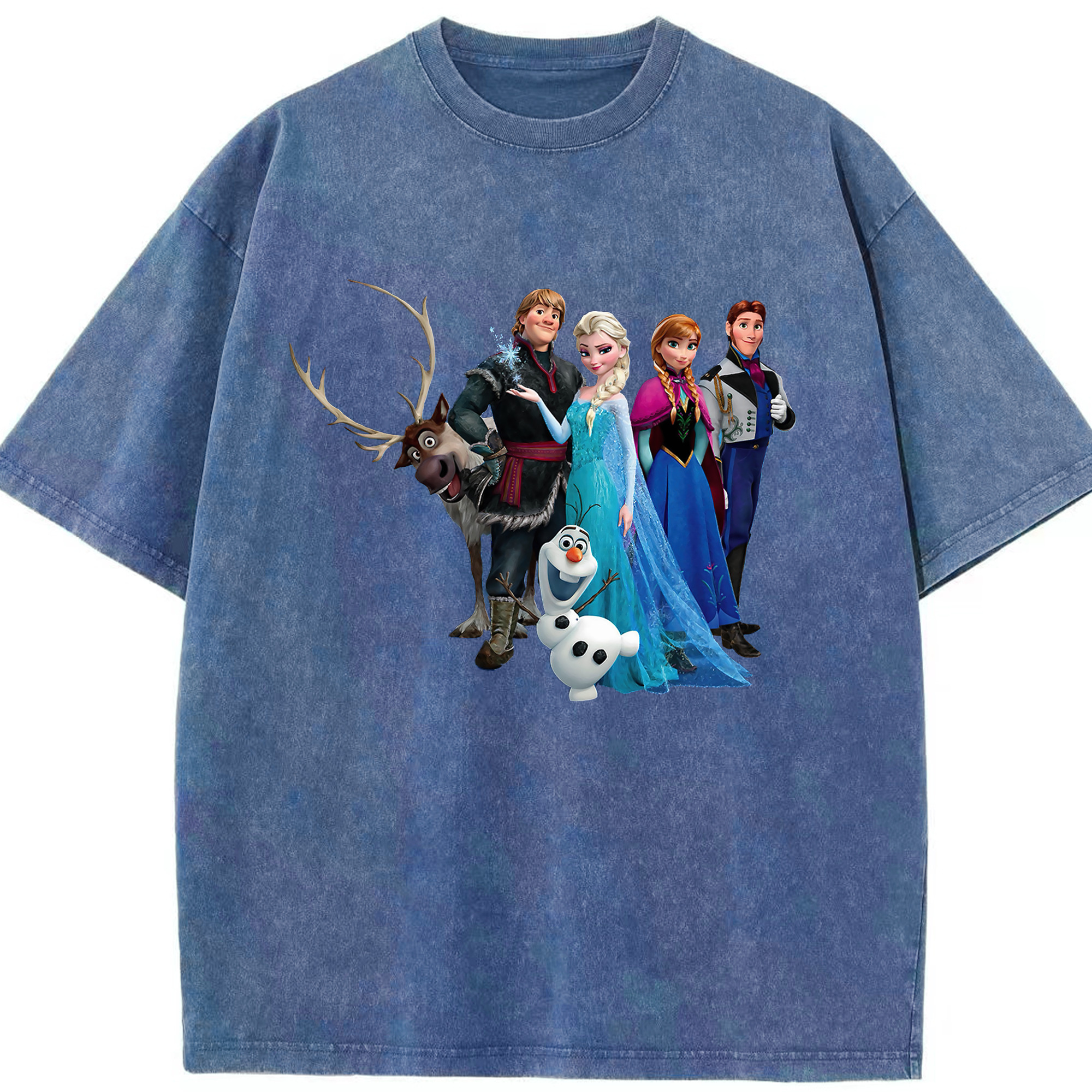 （画像用） アナと雪の女王 アンナ エルサ Frozen Anna Elsa 綿100% ヴィンテージ風 半袖Tシャツ（フロントプリント）
