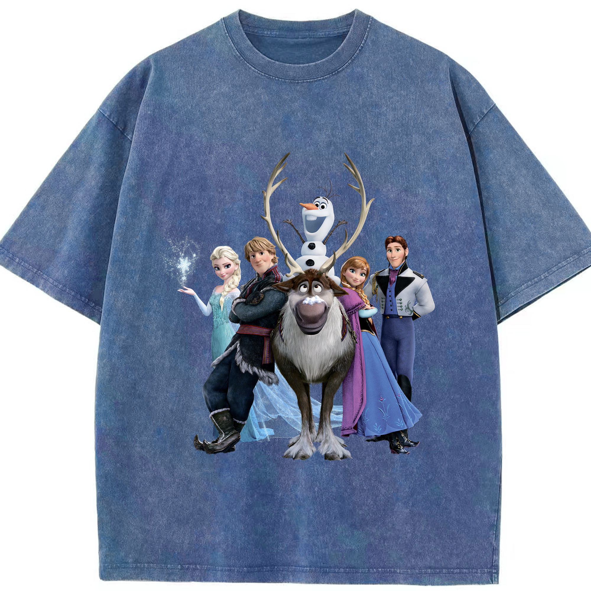 （画像用） アナと雪の女王 アンナ エルサ Frozen Anna Elsa 綿100% ヴィンテージ風 半袖Tシャツ（フロントプリント）