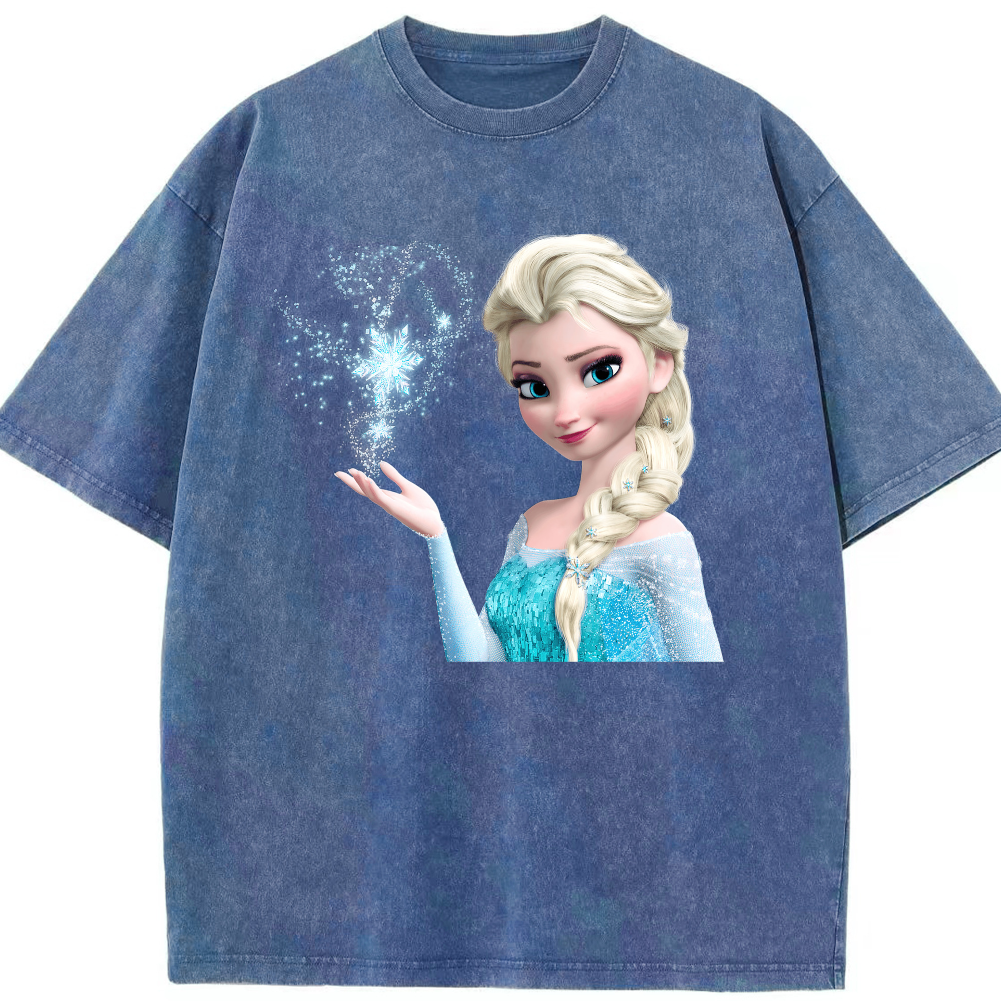 （画像用） アナと雪の女王 アンナ エルサ Frozen Anna Elsa 綿100% ヴィンテージ風 半袖Tシャツ（フロントプリント）