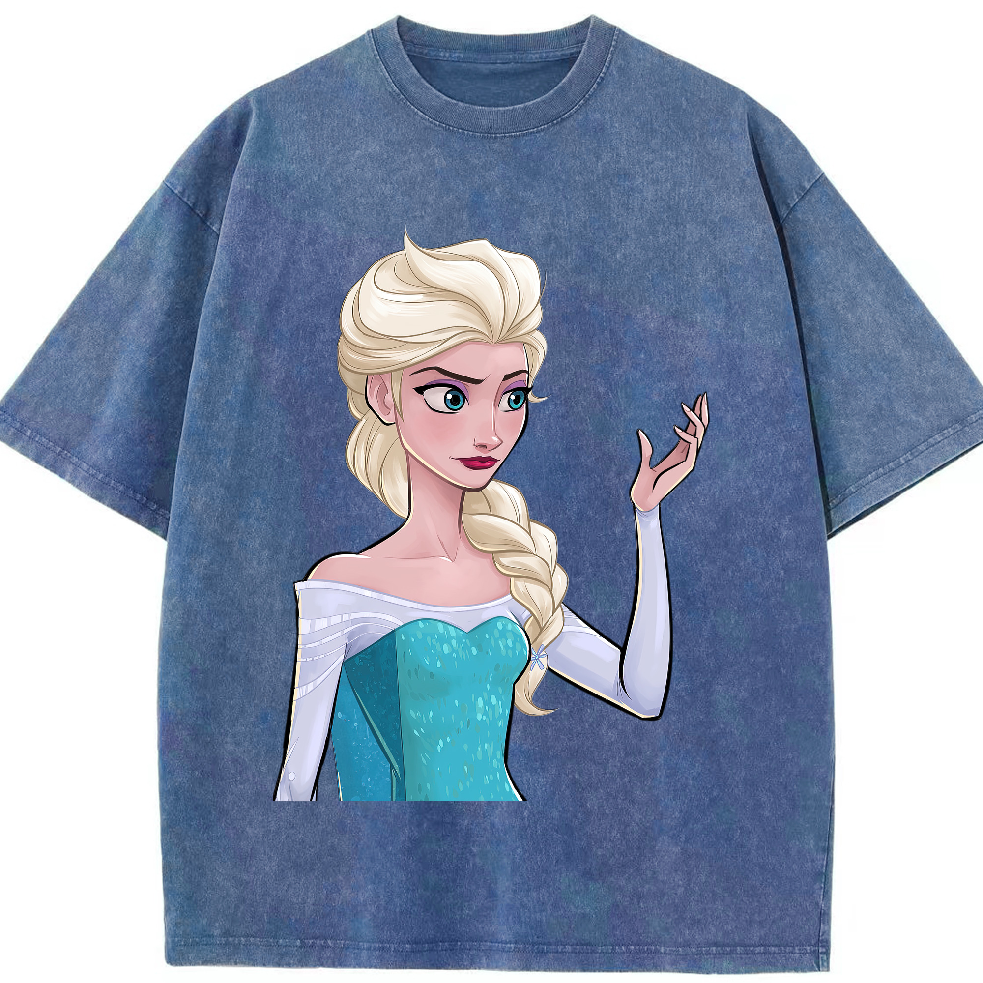 （画像用） アナと雪の女王 アンナ エルサ Frozen Anna Elsa 綿100% ヴィンテージ風 半袖Tシャツ（フロントプリント）