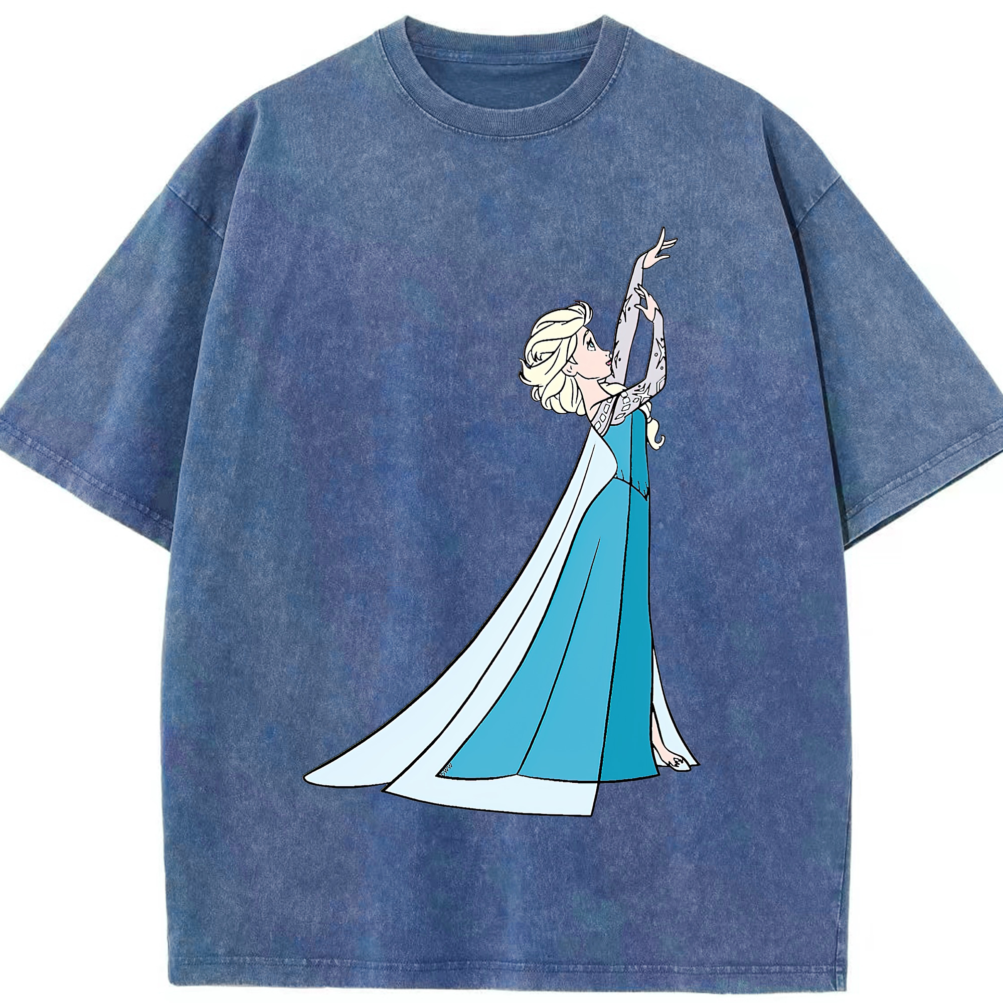 （画像用） アナと雪の女王 アンナ エルサ Frozen Anna Elsa 綿100% ヴィンテージ風 半袖Tシャツ（フロントプリント）