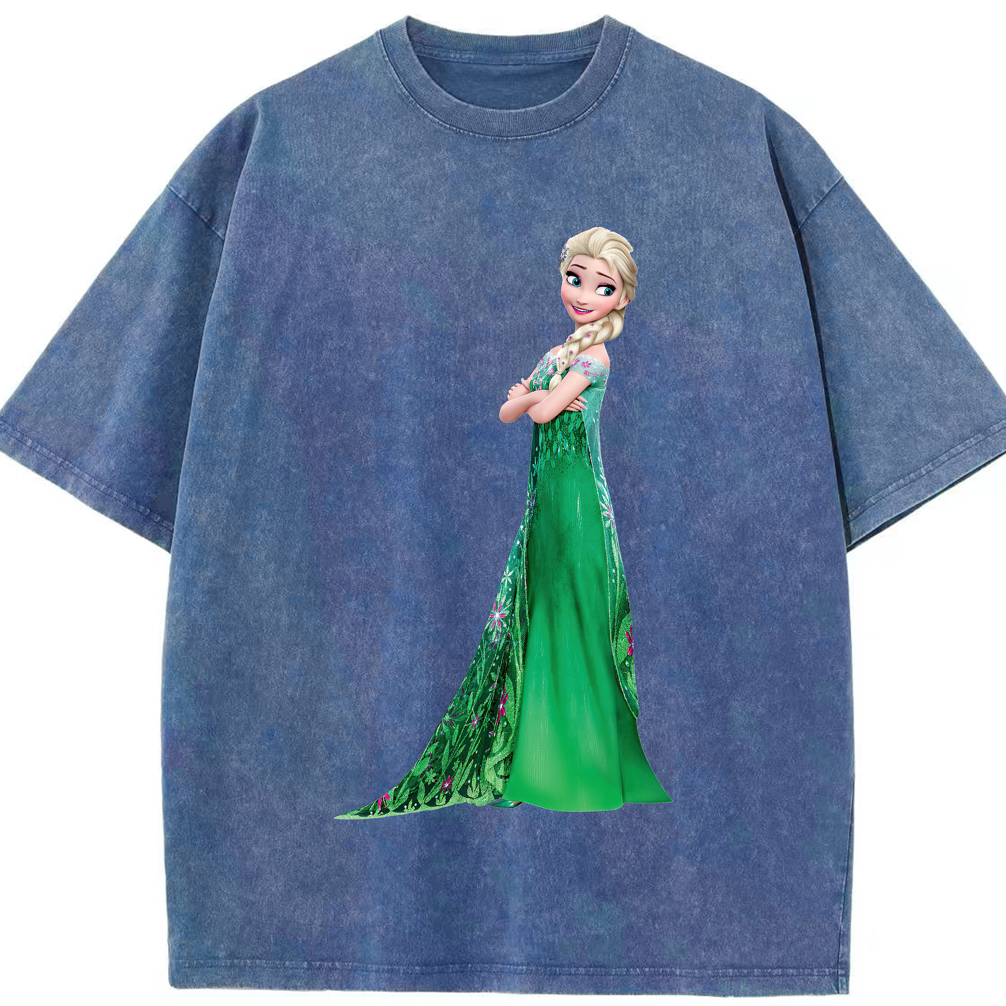 （画像用） アナと雪の女王 アンナ エルサ Frozen Anna Elsa 綿100% ヴィンテージ風 半袖Tシャツ（フロントプリント）