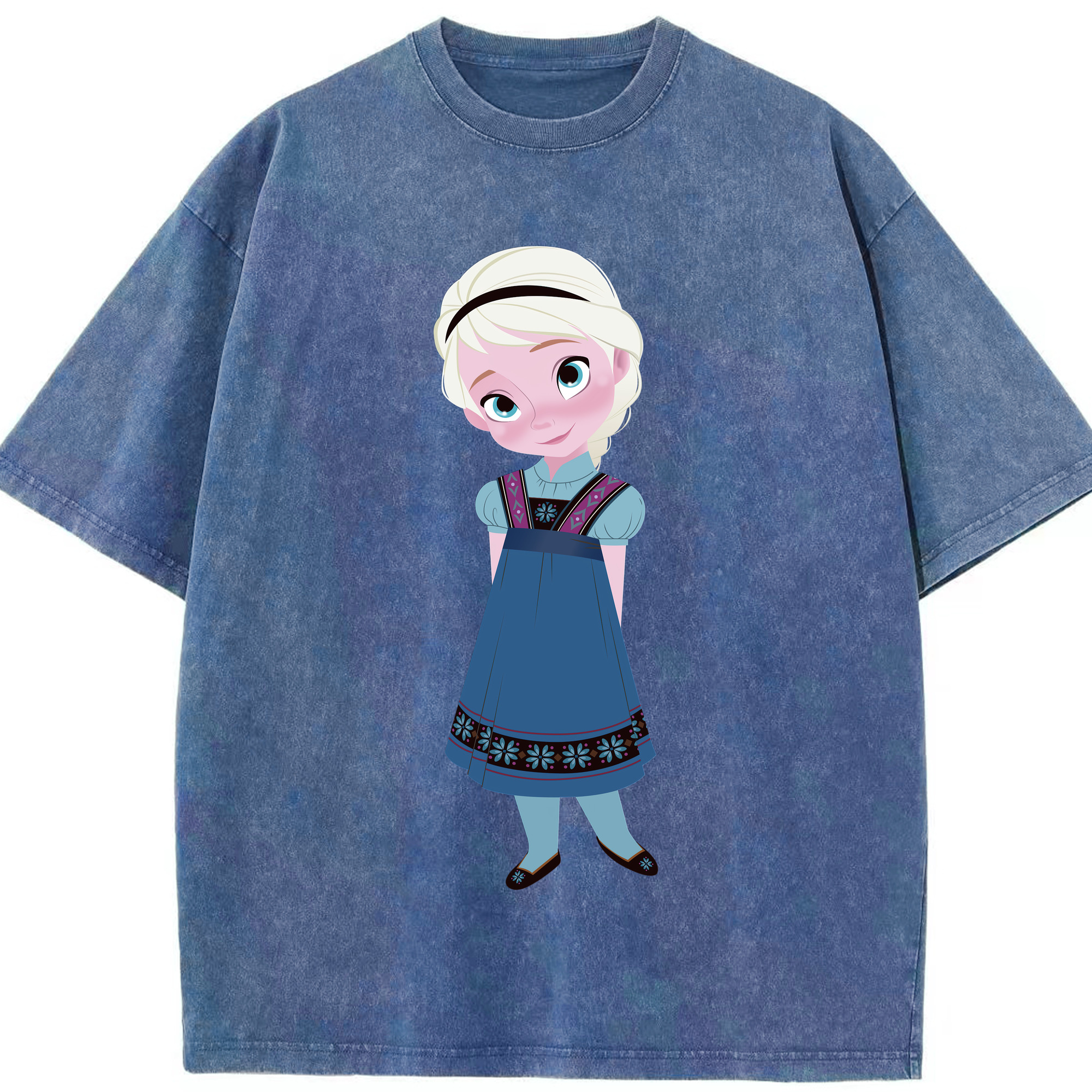 （画像用） アナと雪の女王 アンナ エルサ Frozen Anna Elsa 綿100% ヴィンテージ風 半袖Tシャツ（フロントプリント）